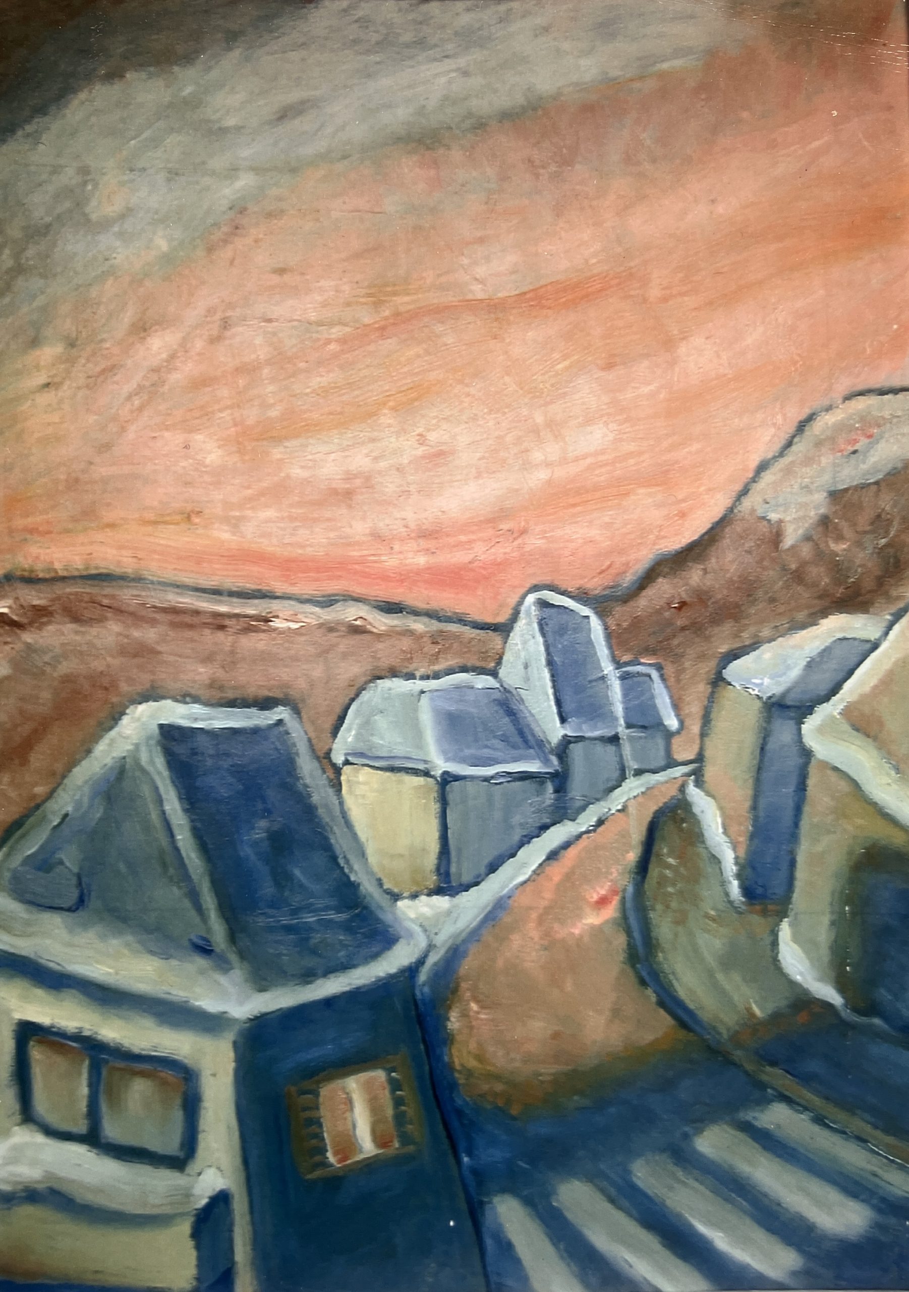 Winterabend (Sylstester), 1981, Öl auf Hartfaserplatte, 70 x 50 cm.