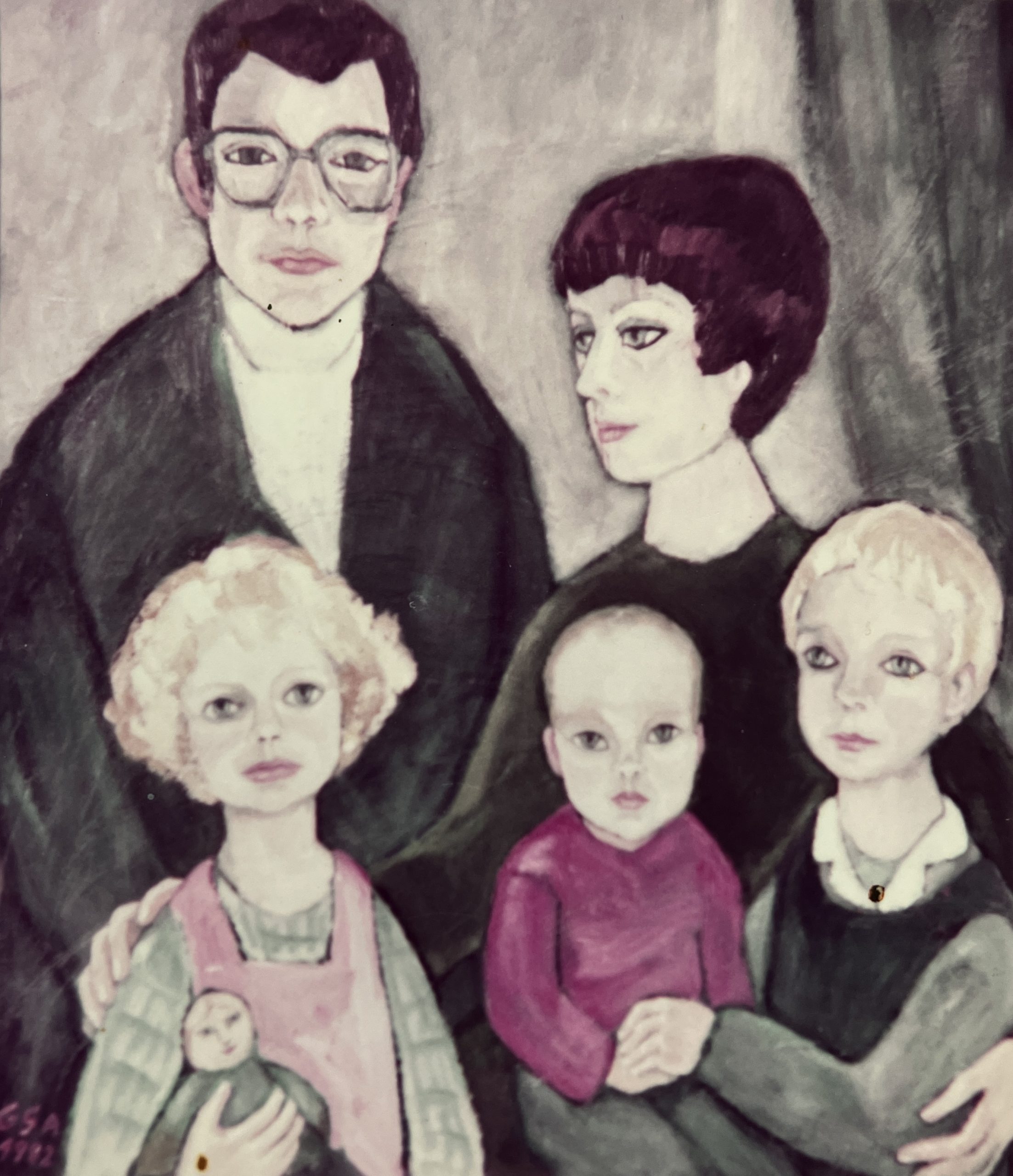 Familie G. (Guhl), 1982, Öl auf Hartfaserplatte, 95 x 80 cm.