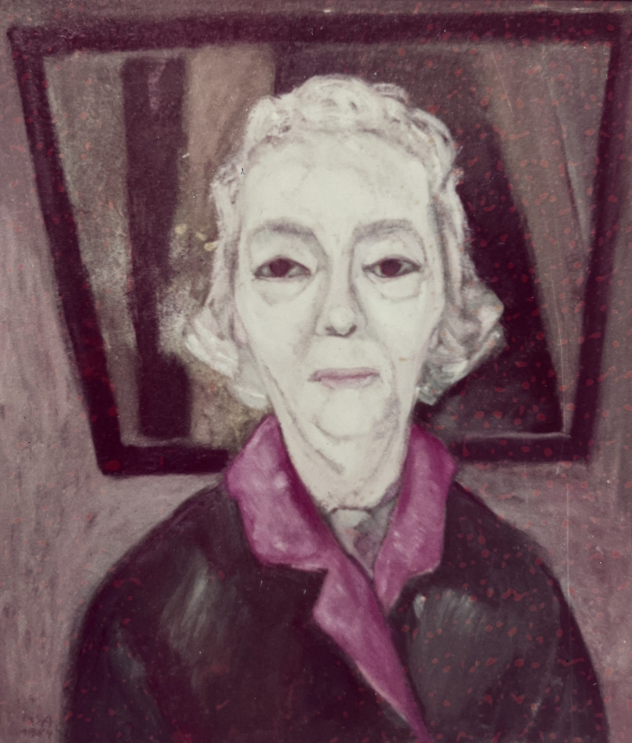 Bildnis M. Schn. (Schneider Marianne, geb. Goltermann), 1984, Öl auf Hartfaserplatte, 62 x 53 cm.