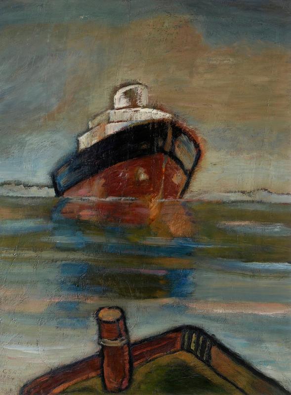 Elbe, 1984, Öl auf Hartfaserplatte, 90 x 64,5 cm.