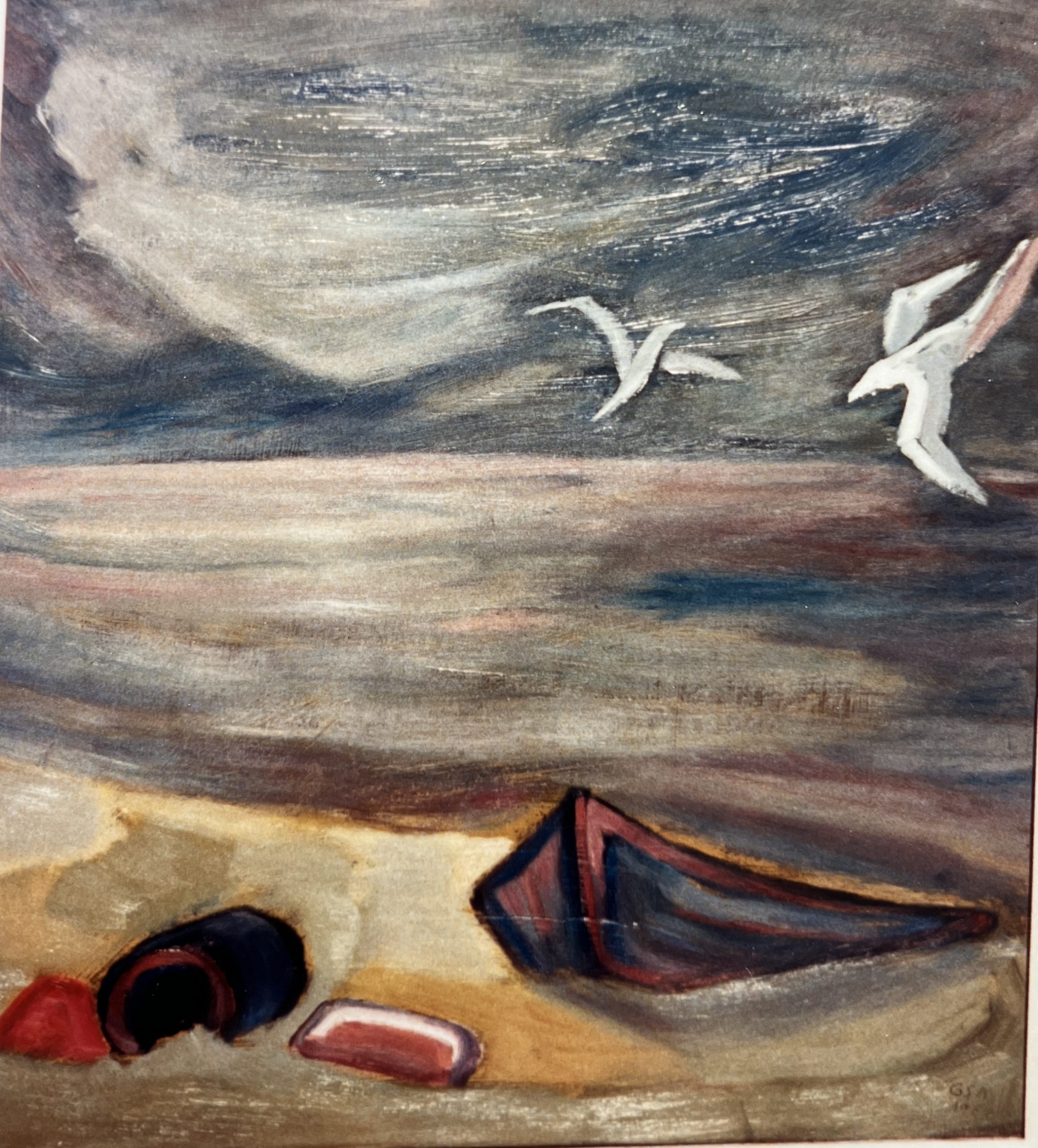 Gewitter am Meer, 1984, Öl auf Hartfaserplatte.