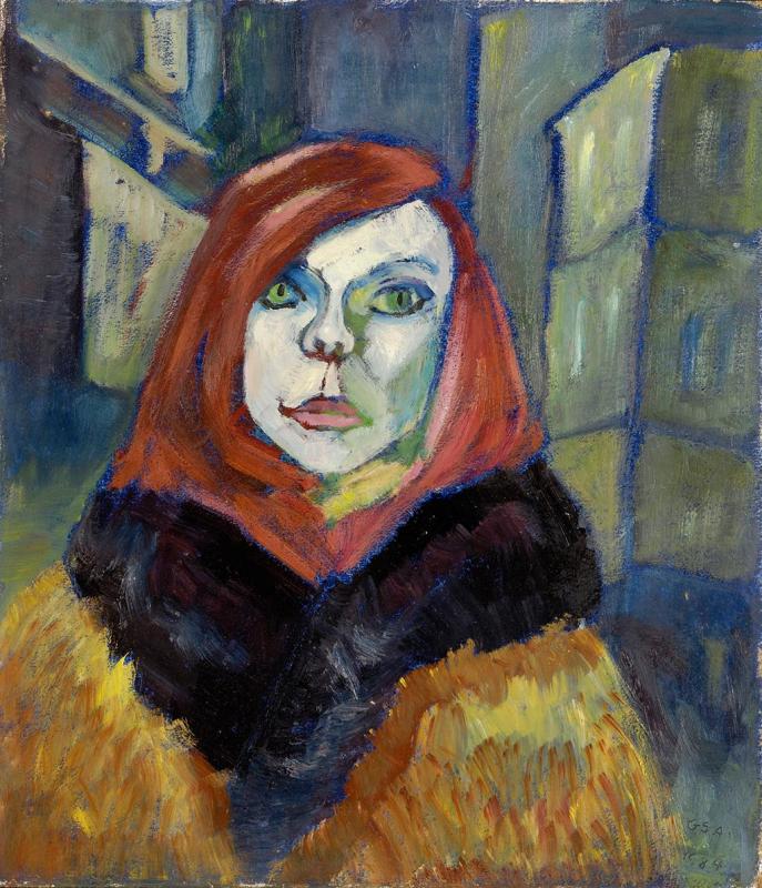 Nachts, 1984, Öl auf Hartfaserplatte, 61,5 x 53 cm.