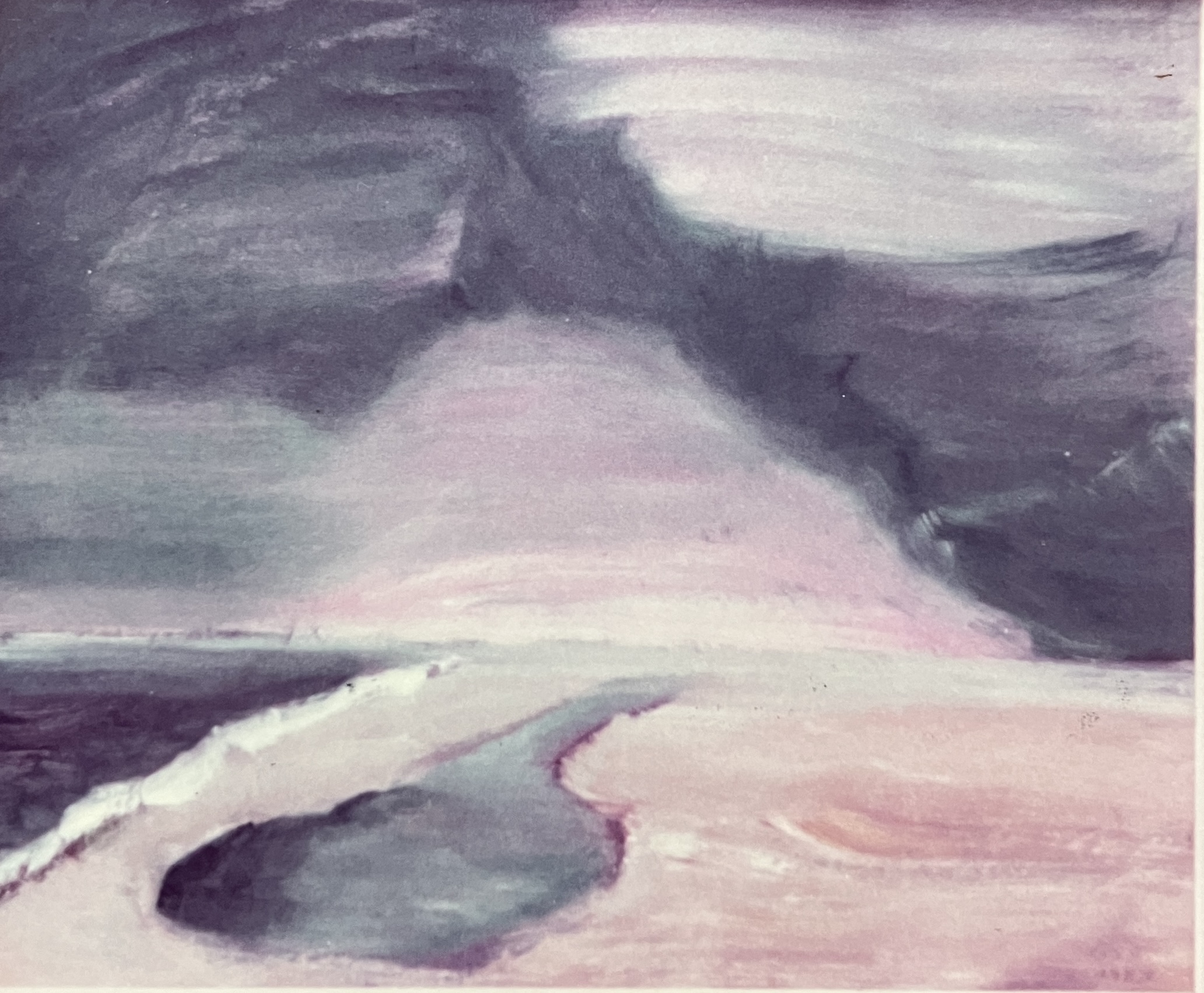 Am Strand, 1985, Öl auf Hartfaserplatte.