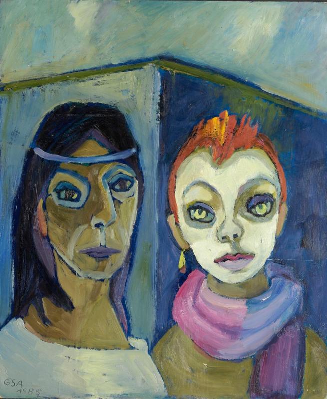 Junges Paar, 1985, Öl auf Malkarton, 60 x 50 cm.