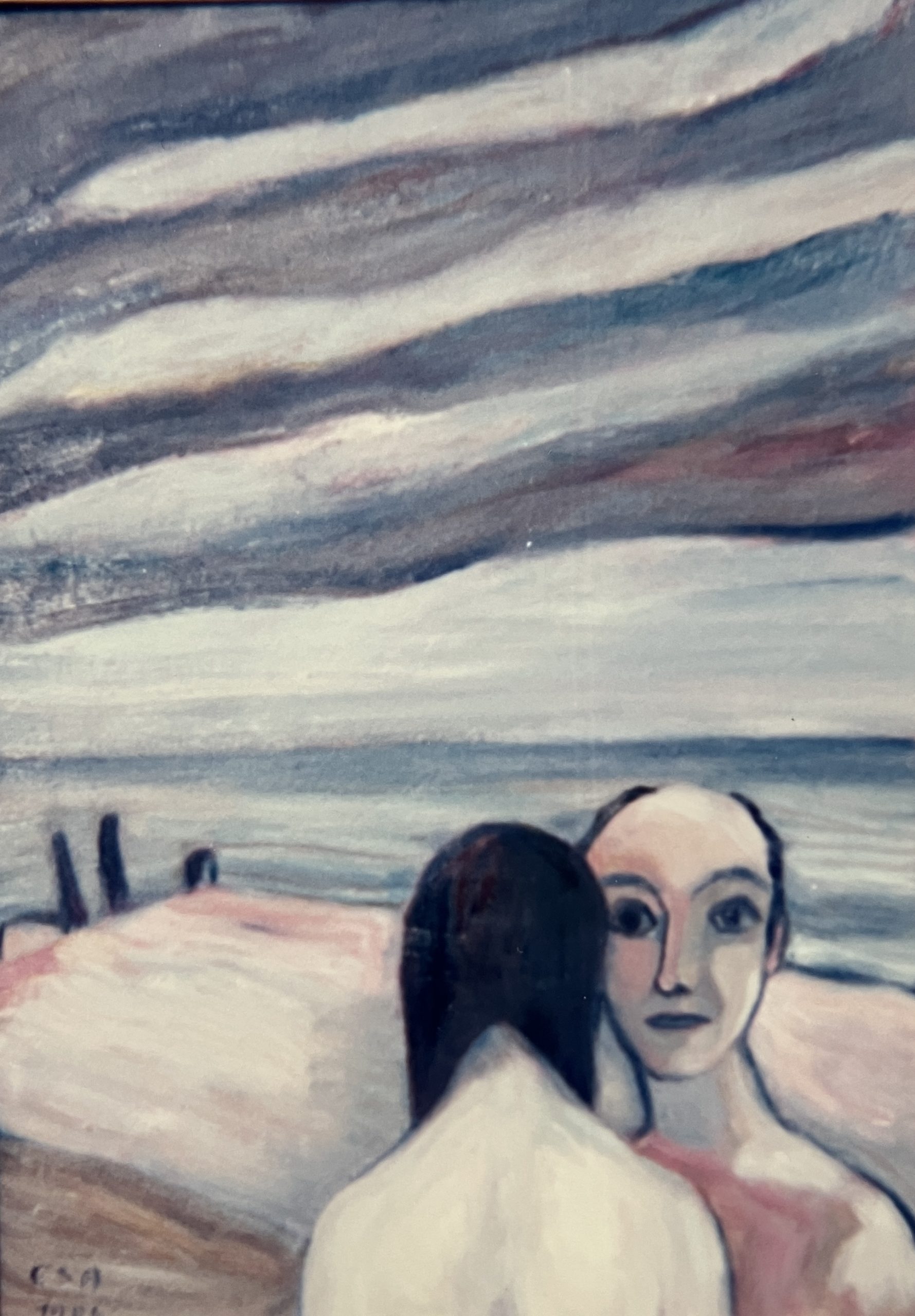 Paar am Meer, 1985 / übermalt, Öl auf Hartfaserplatte.