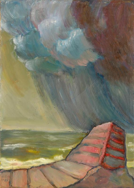 Sturm I, 1985, Öl auf Hartfaserplatte, 70 x 50 cm.