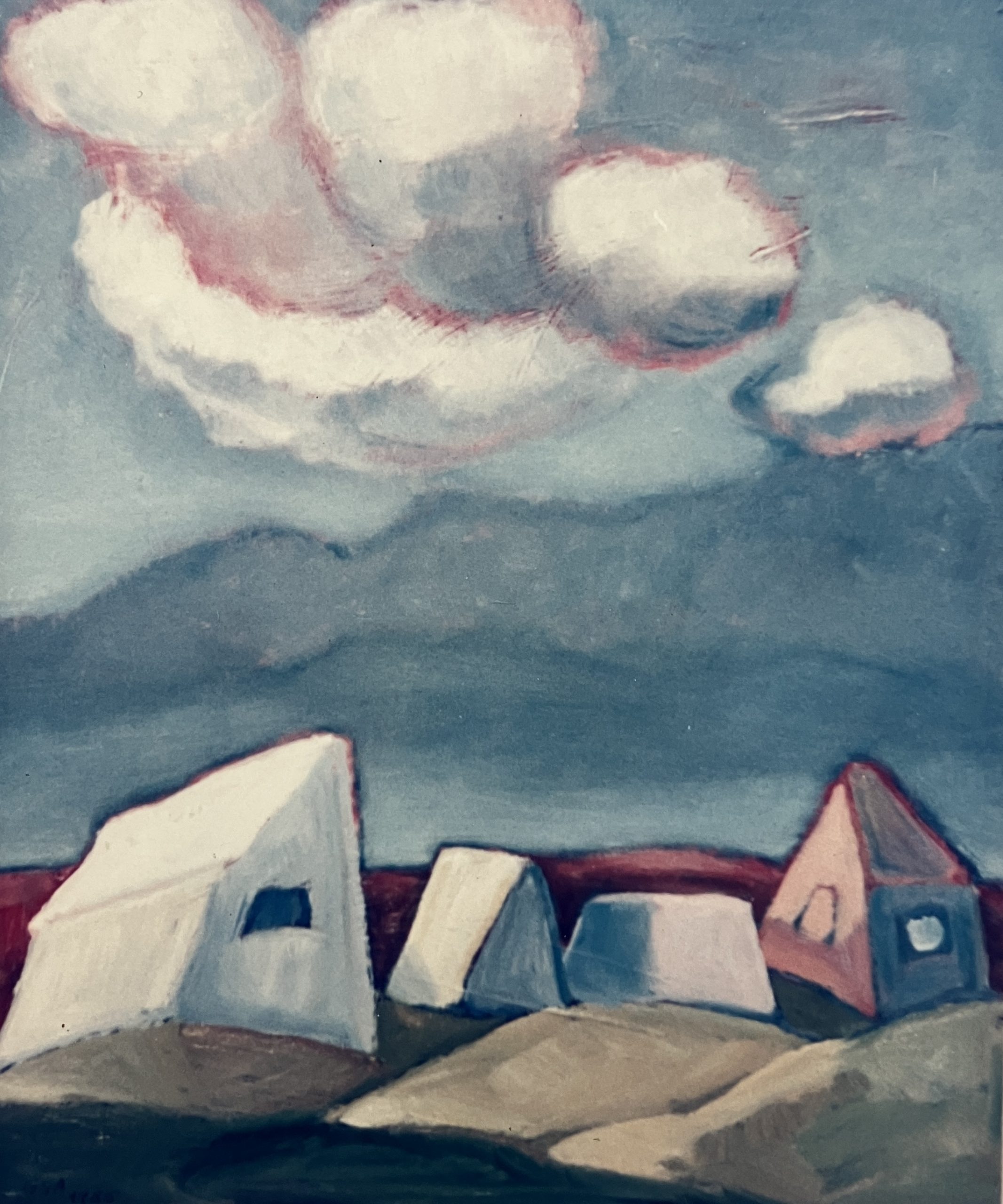 Zeltplatz, 1985, Öl auf Hartfaserplatte.