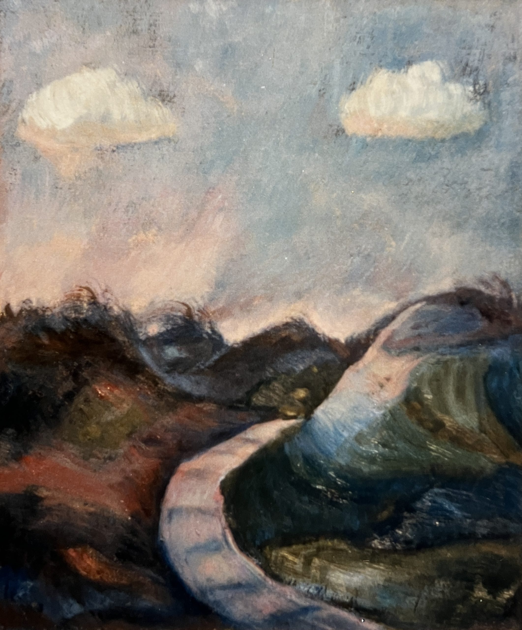 Dünen am Abend, 1986, Öl auf Hartfaserplatte, 60 x 50 cm.