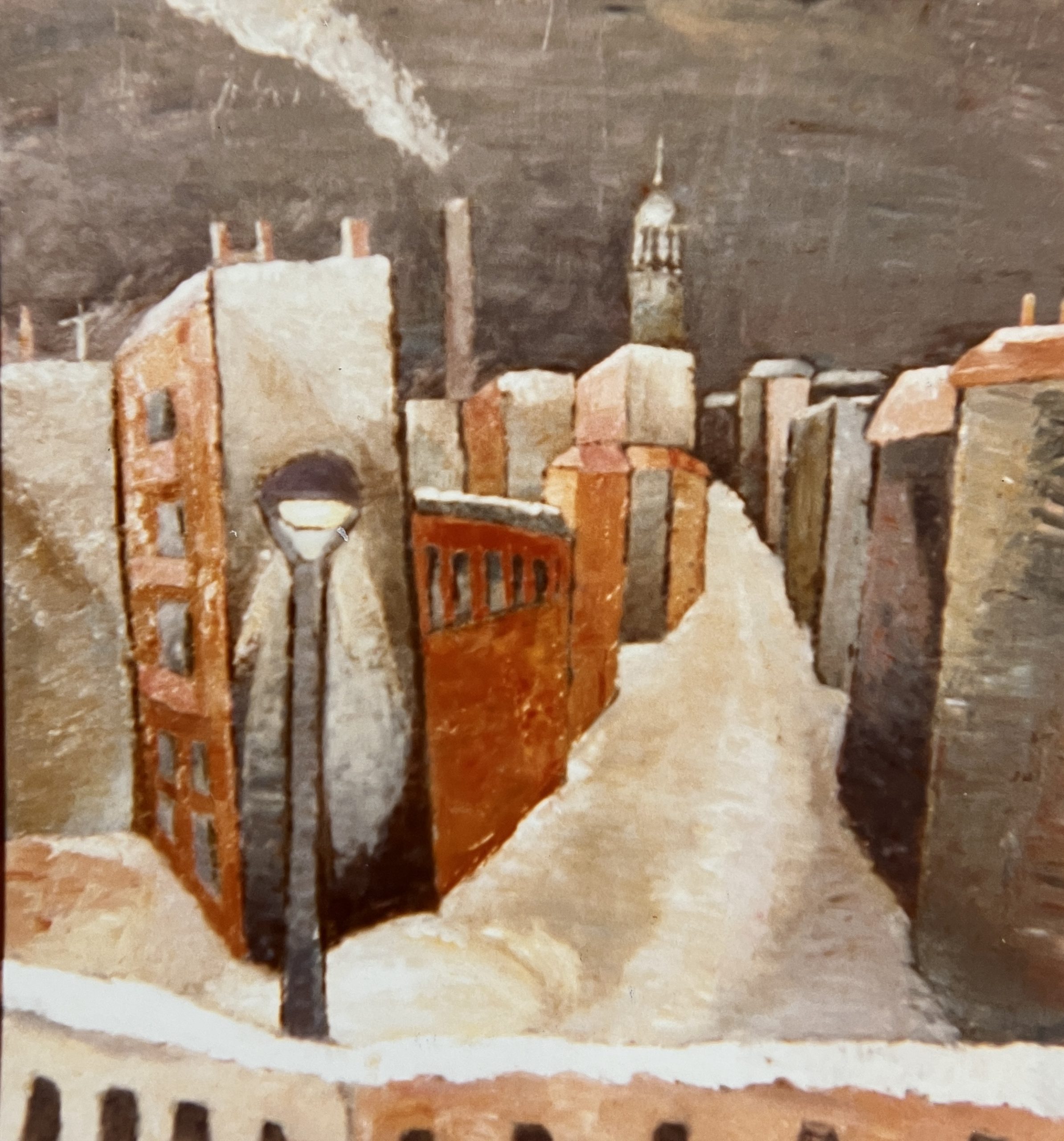 Holstenstraße, 1986, Öl auf Hartfaserplatte.