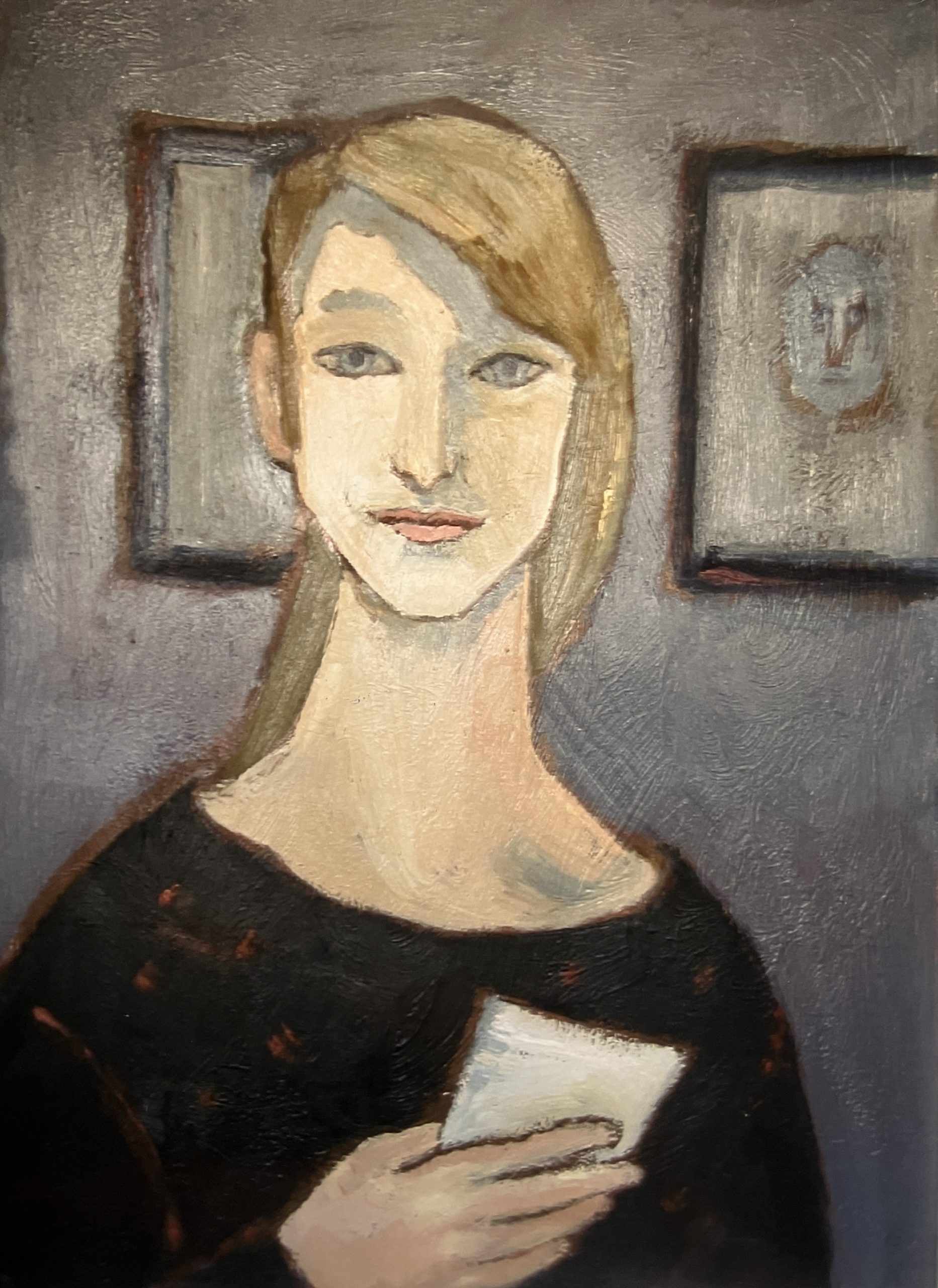 Karin S. III (Sander), 1986, Öl auf Hartfaserplatte, 69,8 x 50 cm.