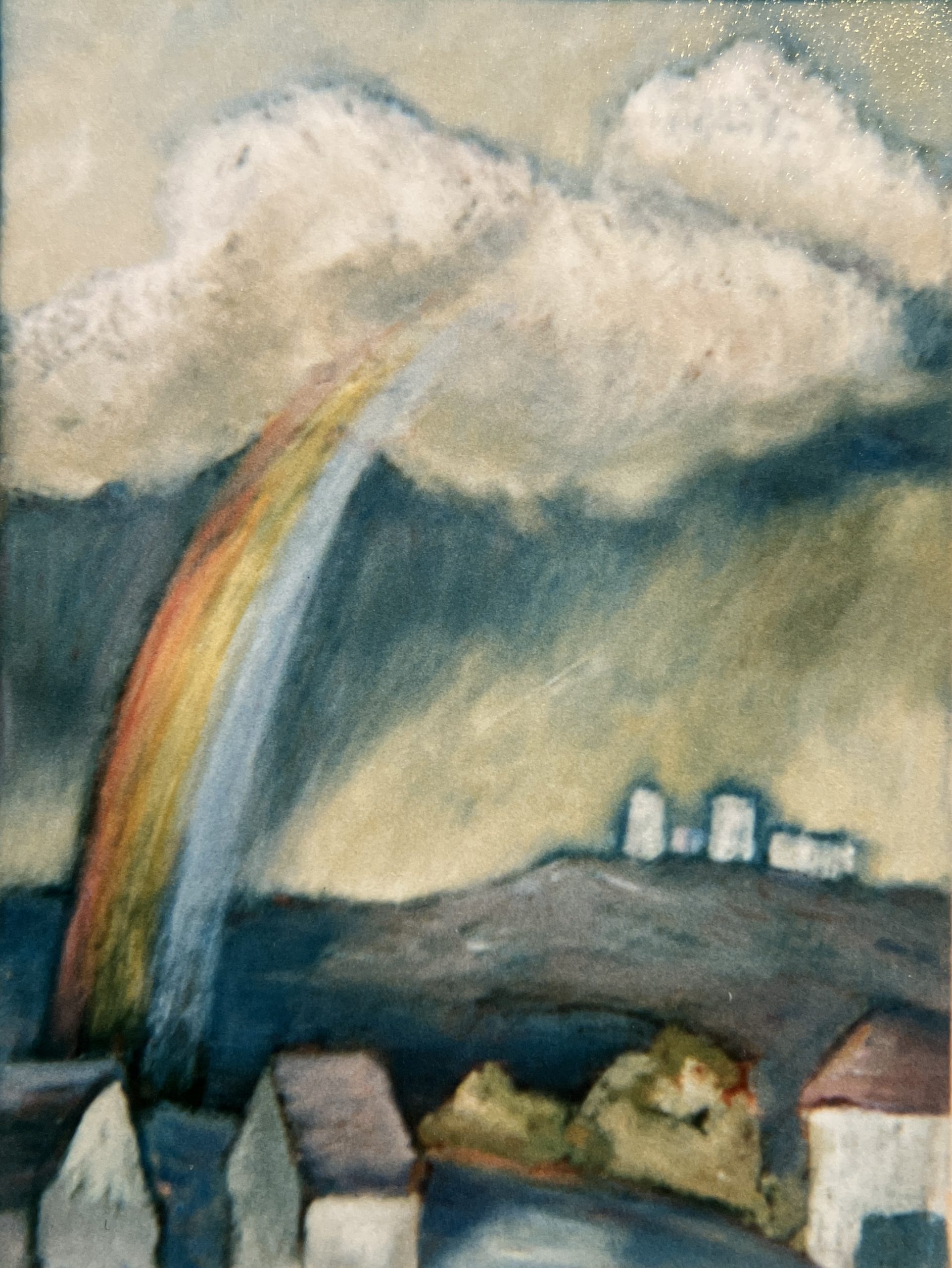 Regenbogen, 1986, Öl auf Hartfaserplatte.