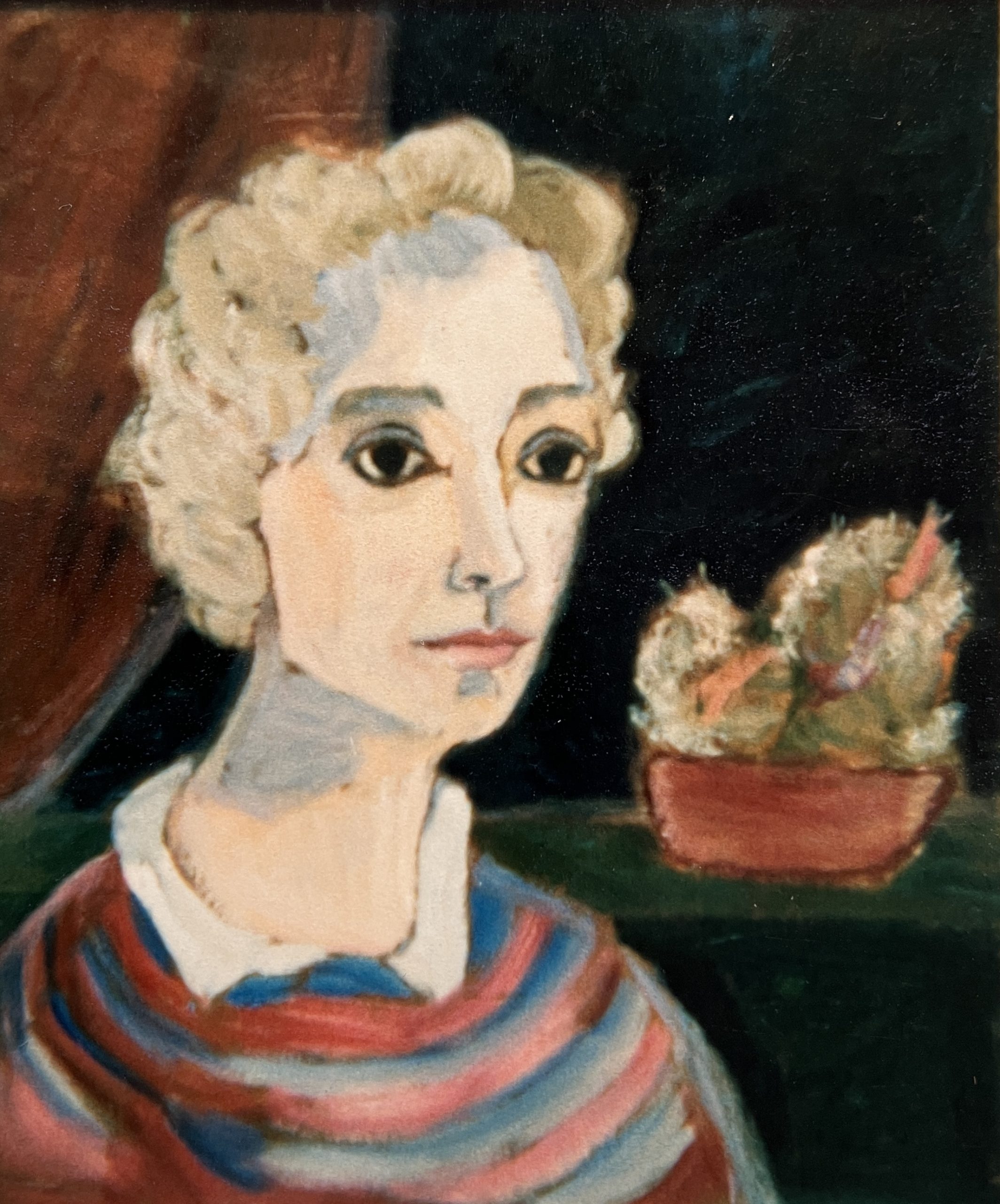 Frau M. Scholl, 1987, Öl auf Hartfaserplatte, 60 x 50 cm.