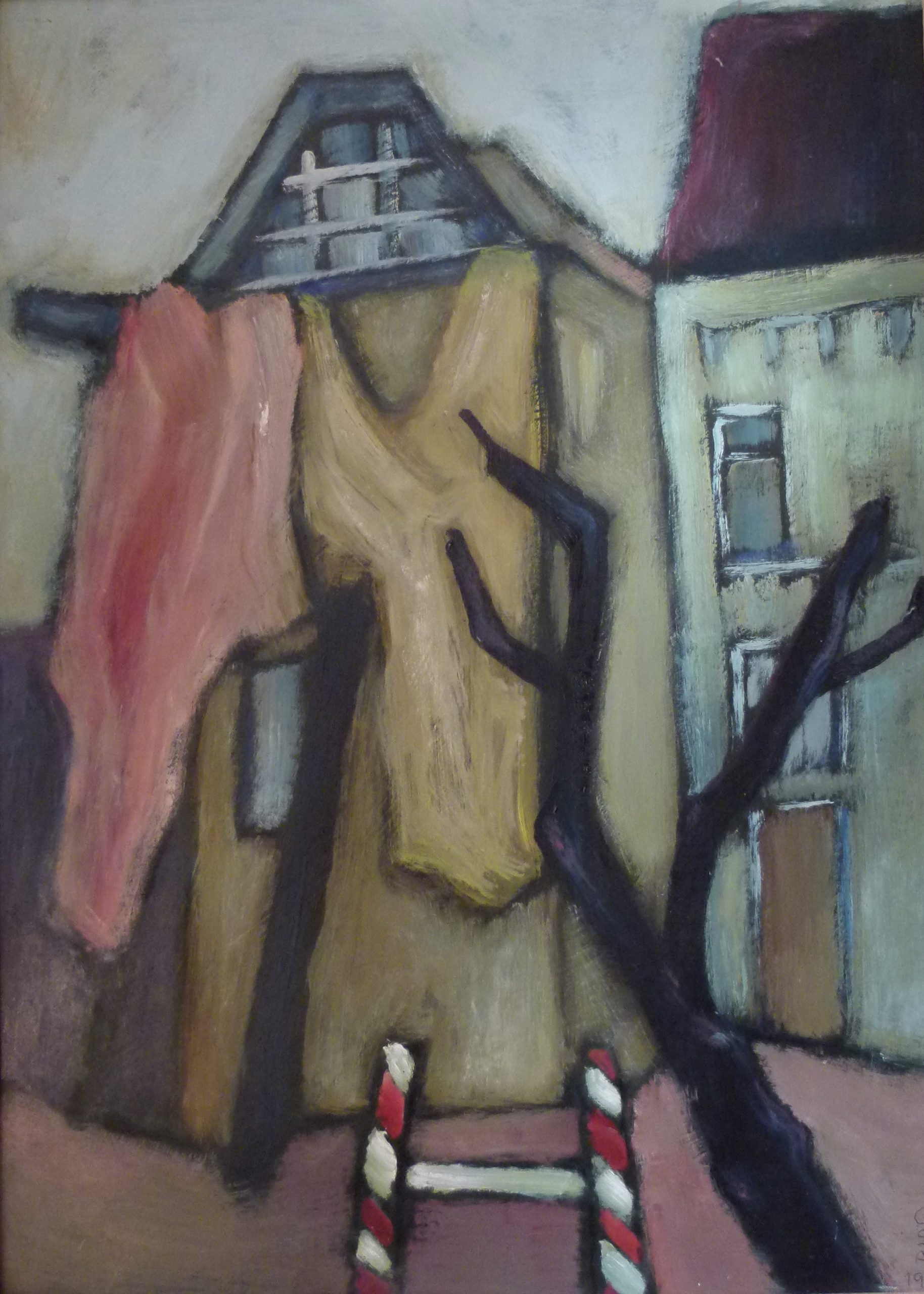 Haus Pfäfflinshofstr. 2, 1987, Öl auf Hartfaserplatte, 76 x 54 cm.