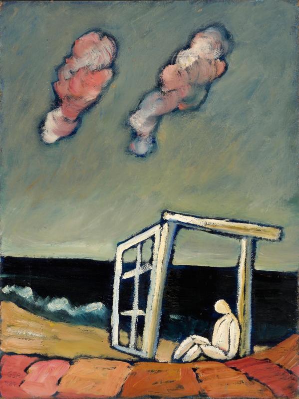 Seeblick, 1987, Öl auf Hartfaserplatte, 78,5 x 59 cm.