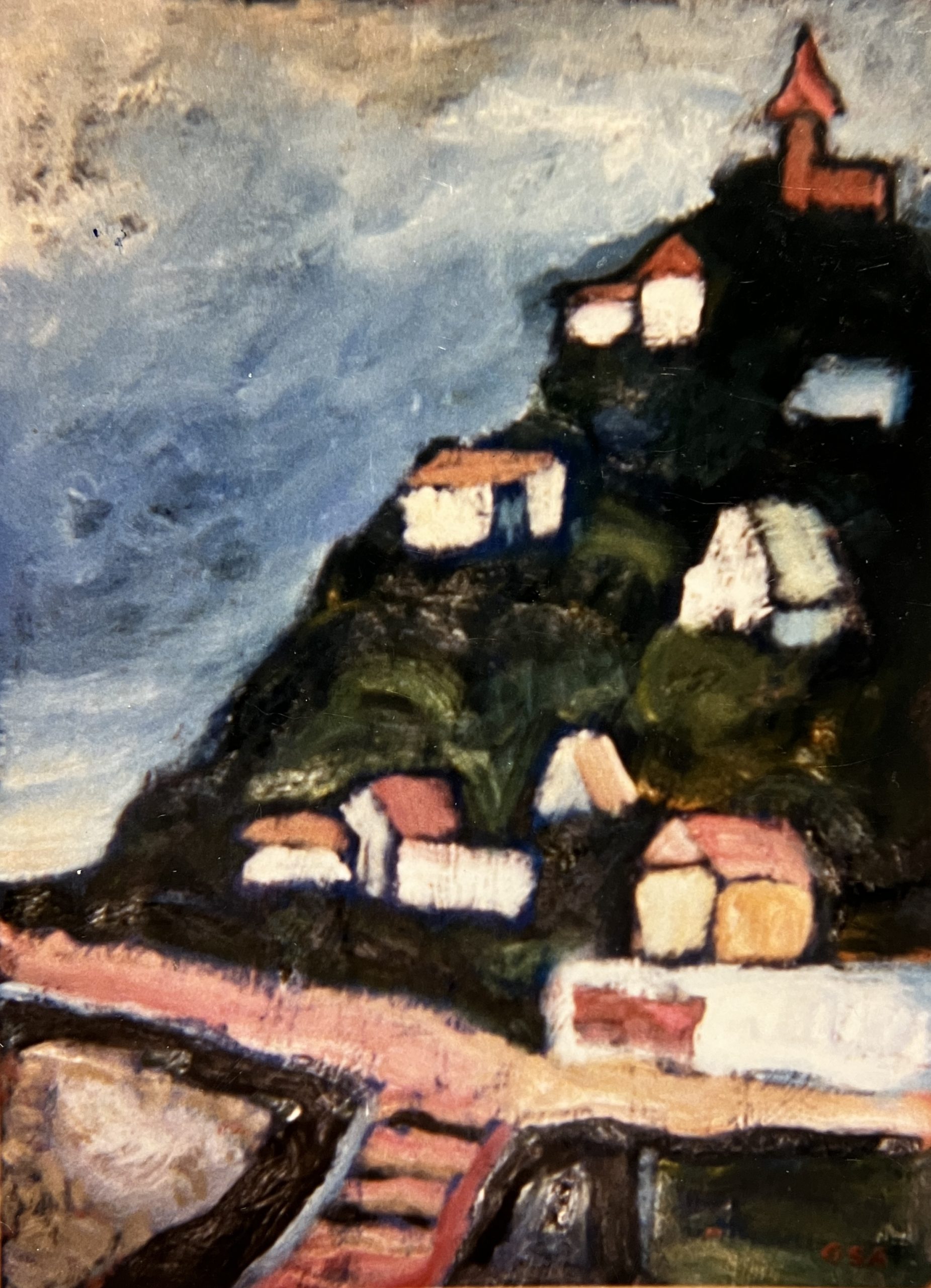 Güllberg, 1988, Öl auf Hartfaserplatte.