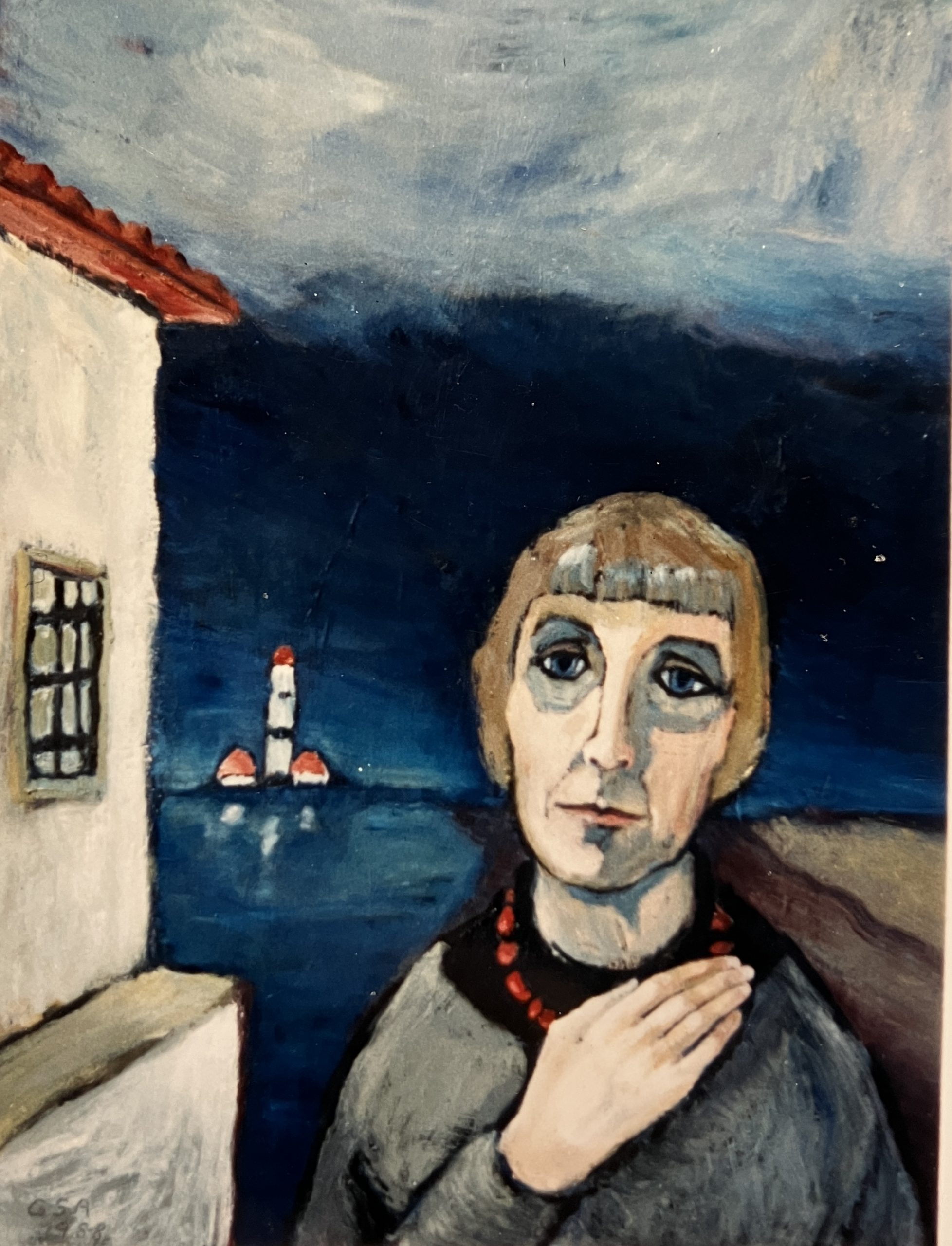 Selbst am Leuchtturm, 1988, Öl auf Hartfaserplatte.