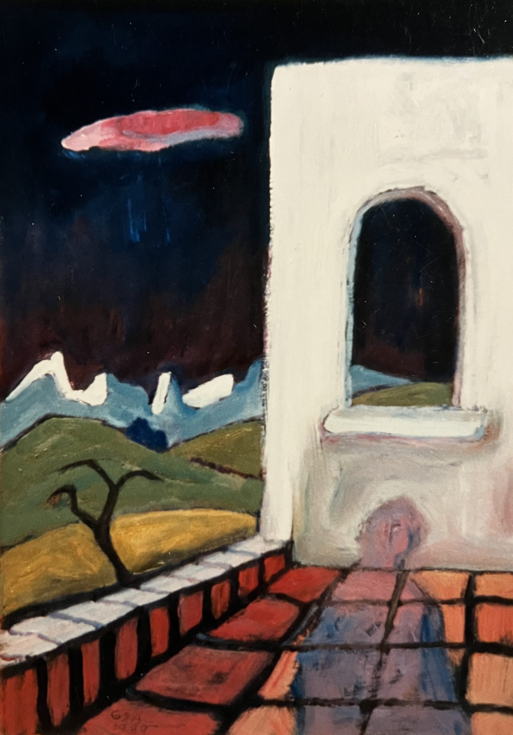 Ferienwohnung, 1989, Öl auf Hartfaserplatte, 77,2 x 54,5 cm.