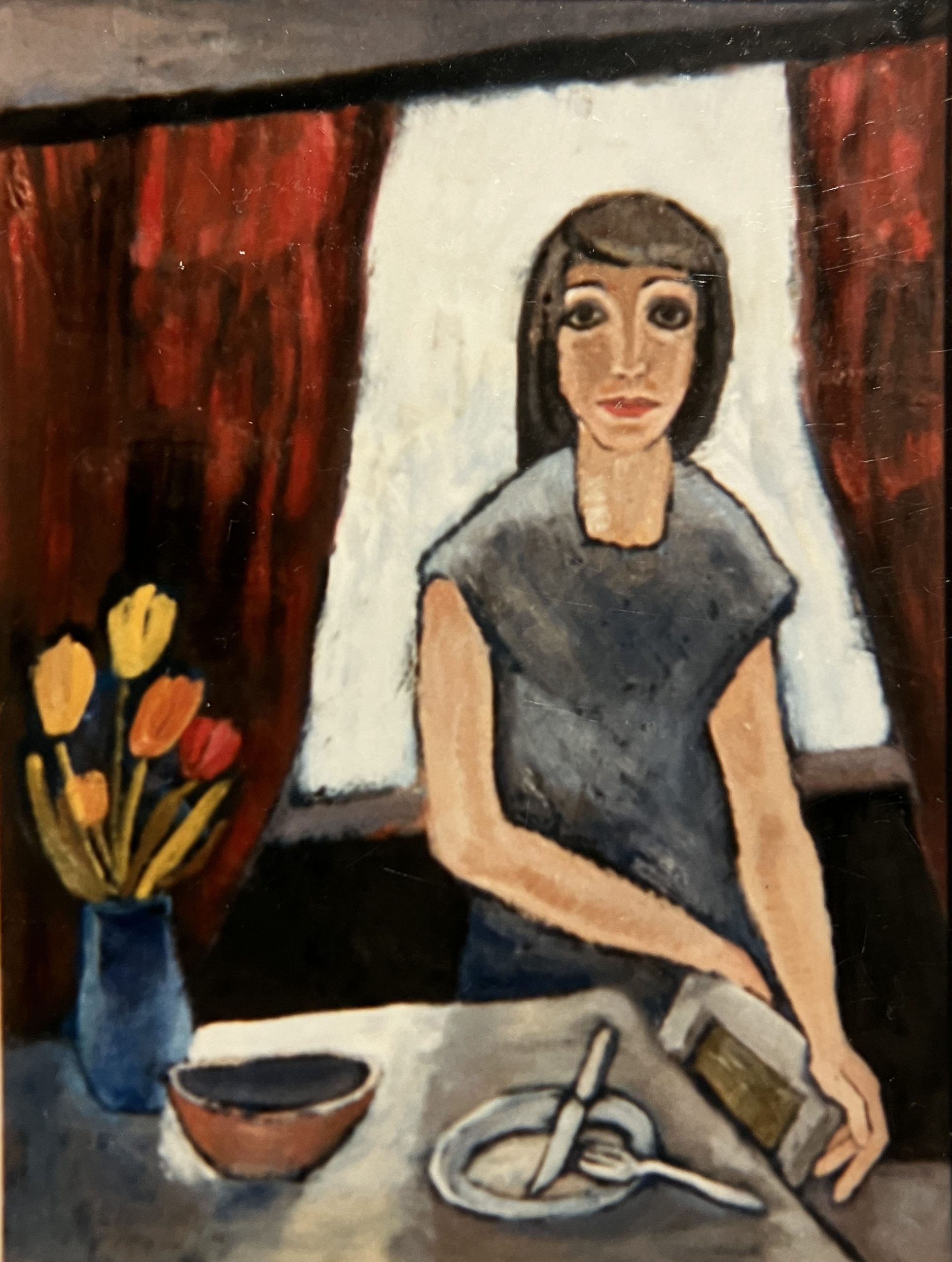 Ines (2. Fassung), 1989, Öl auf Hartfaserplatte, 84,6 x 64,5 cm.