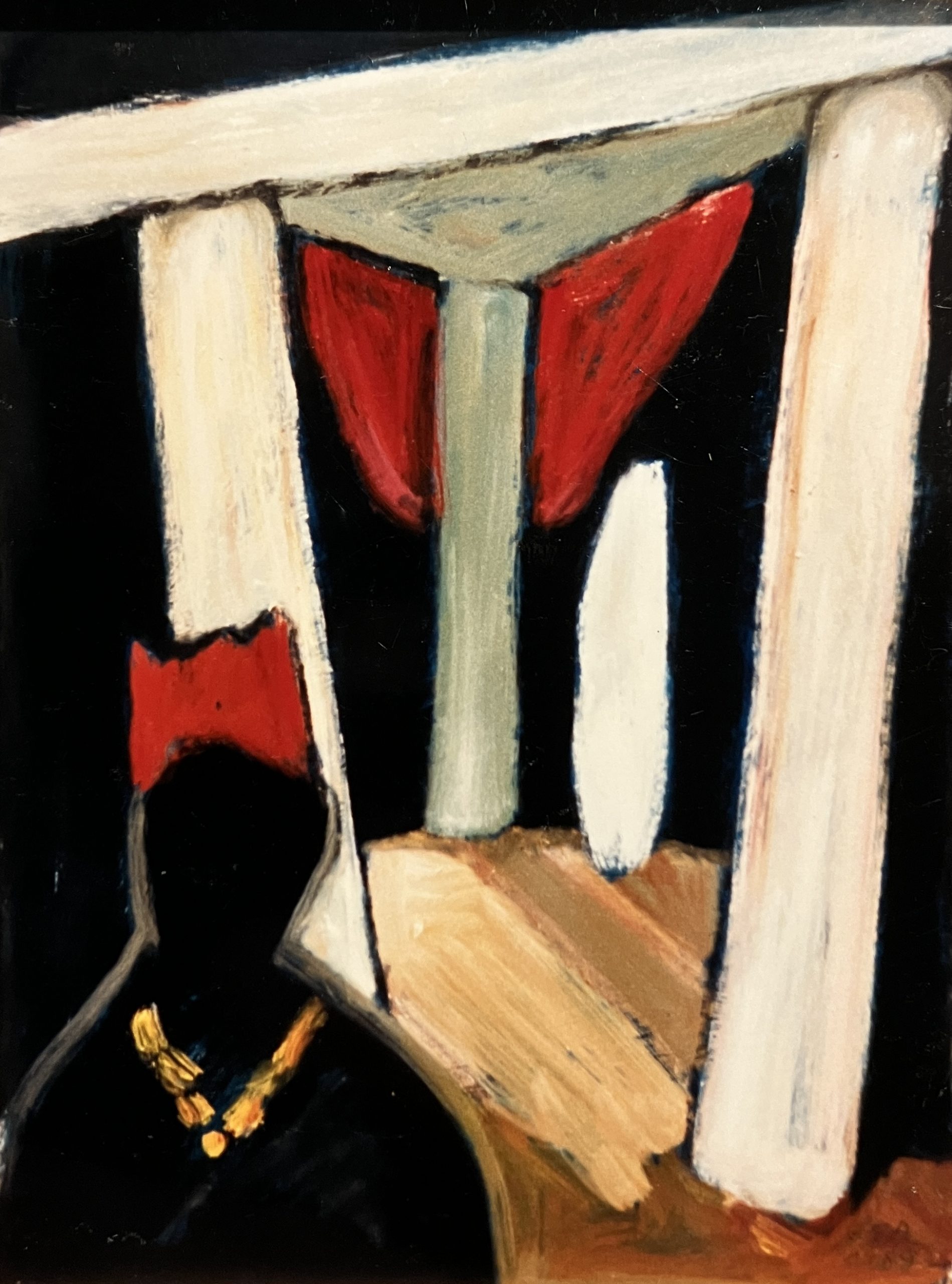 Kreon und Antigone, 1989, Öl auf Hartfaserplatte.