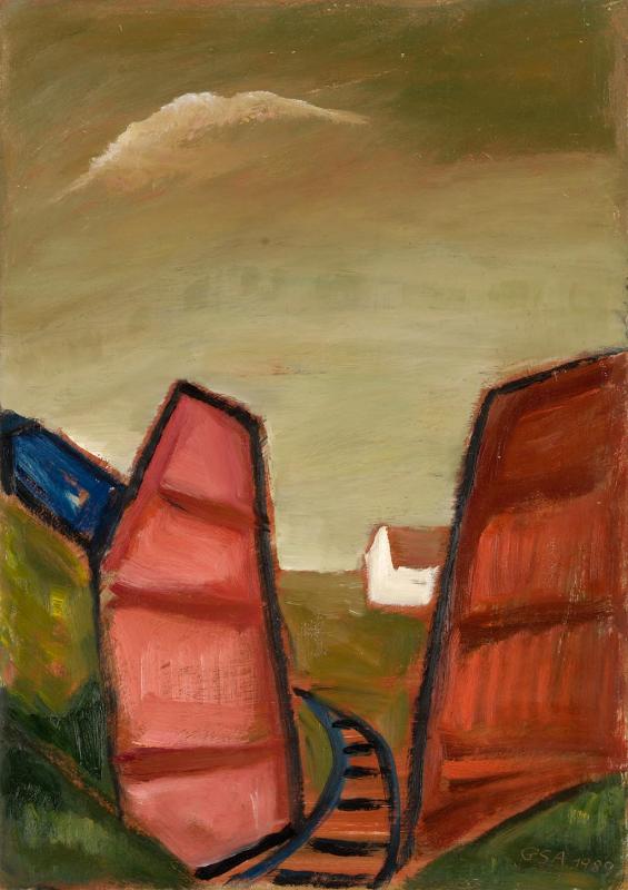 Sieltore, 1989, Öl auf Hartfaserplatte, 77 x 54,3 cm.