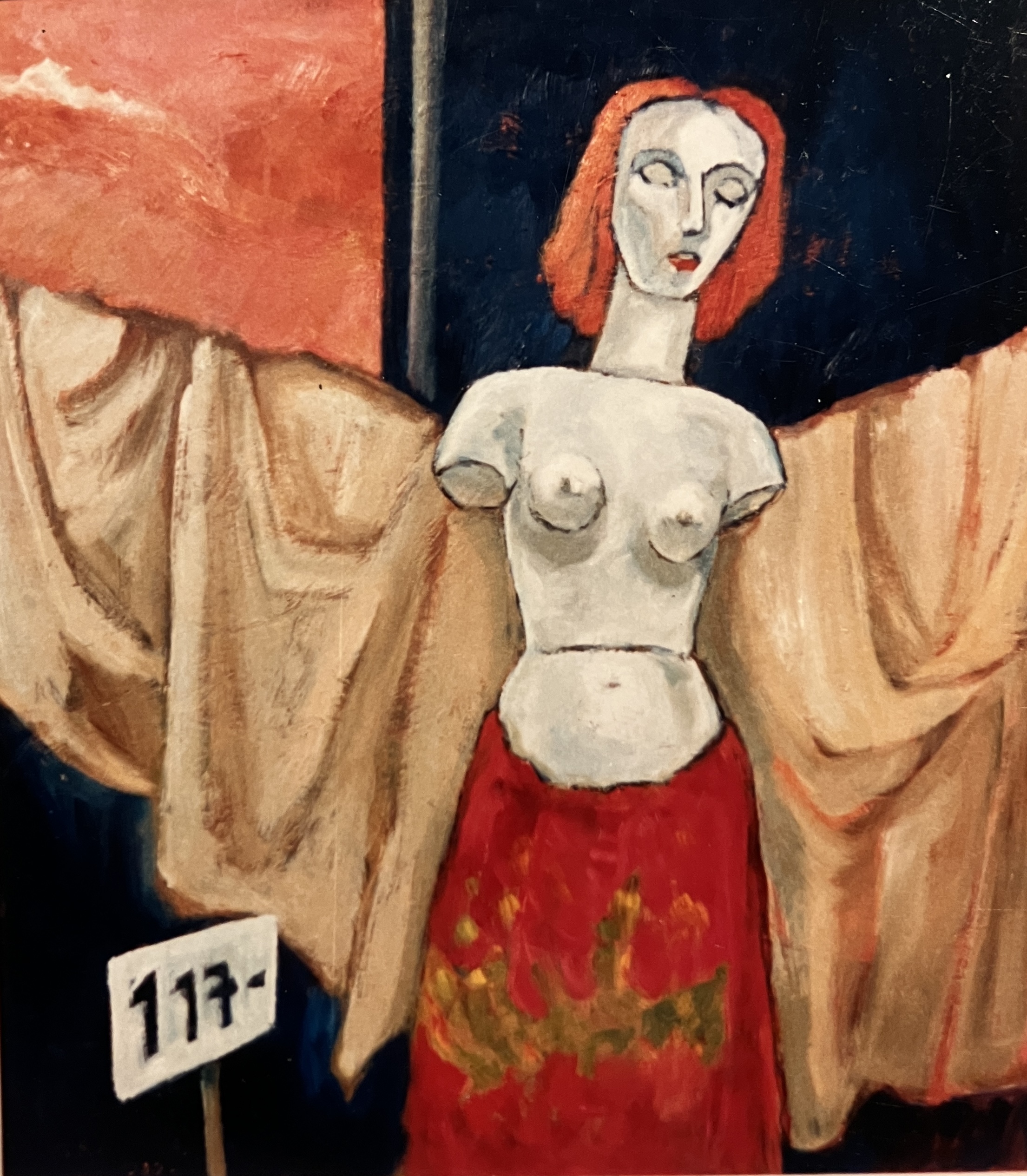 Sommerschlussverkauf, 1989, Öl auf Hartfaserplatte.