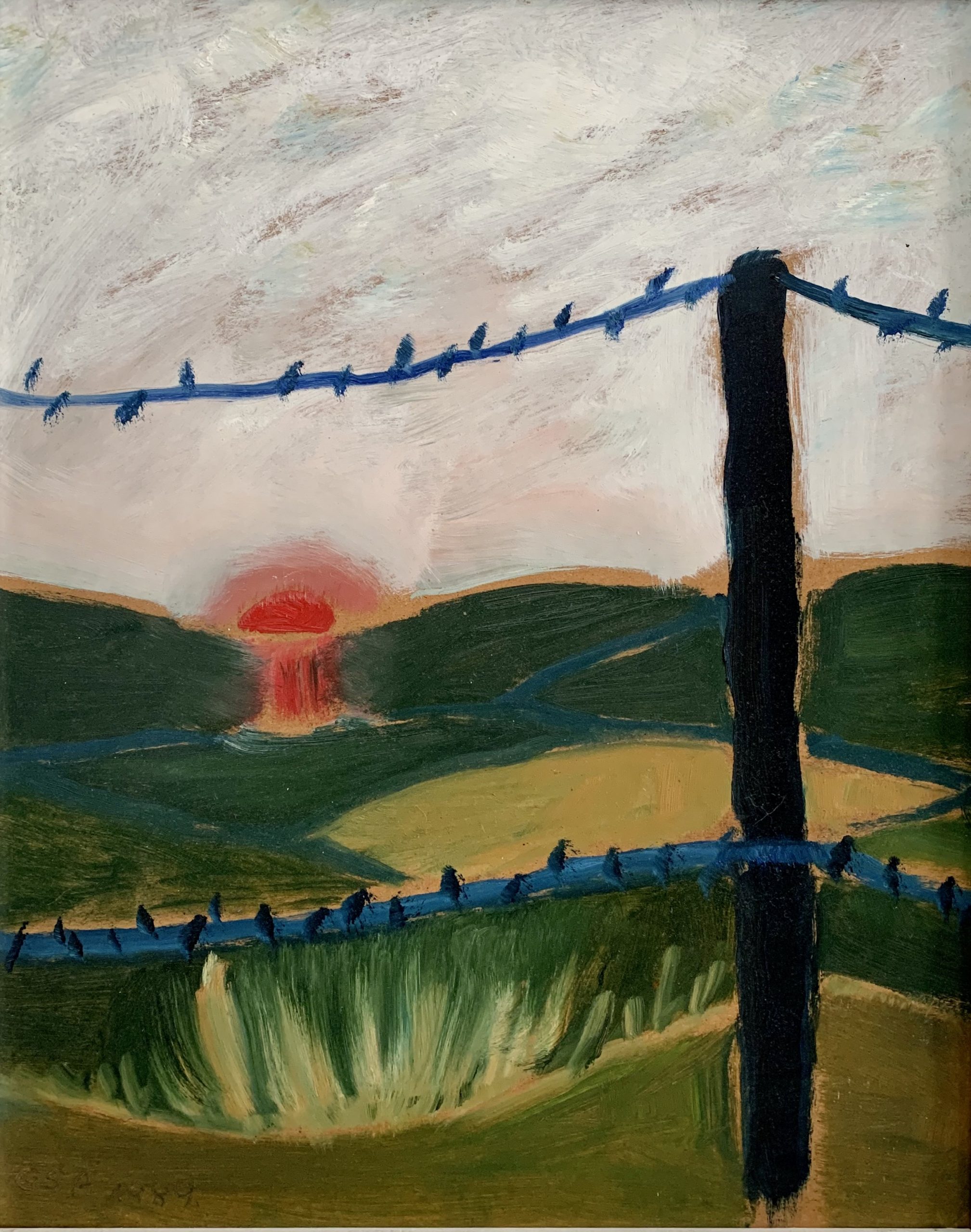 Sonne geht auf, 1989, Öl auf Hartfaserplatte, 50 x 41 cm.