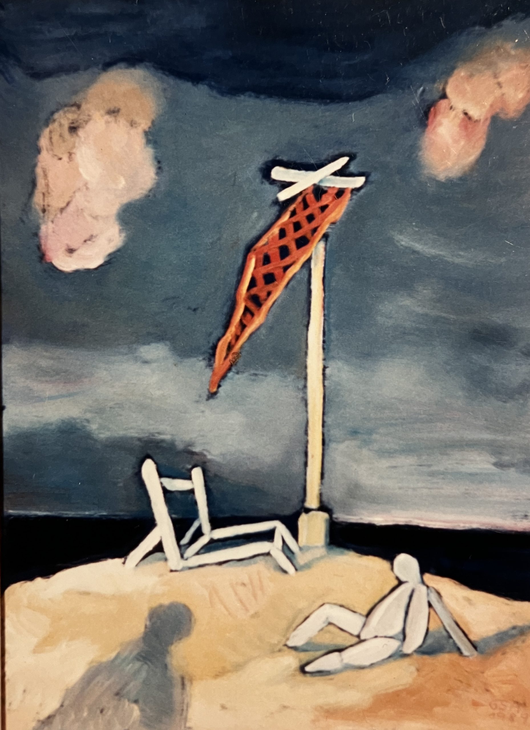 Strandleben, 1989, Öl auf Hartfaserplatte, 76,5 x 55 cm.