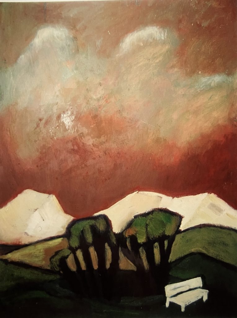 Weiße Dünen, 1989, Öl auf Hartfaserplatte, 80 x 59,5 cm.