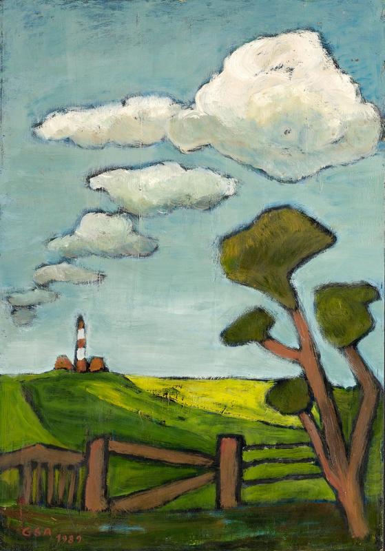 Westerhever, 1989, Öl auf Hartfaserplatte, 74 x 52 cm.