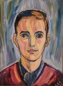 Armin Rauscher, 1962, Öl auf Hartfaserplatte, 34,8 x 46,5 cm.