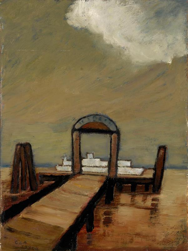 Anleger, 1990, Öl auf Hartfaserplatte, 80,2 x 60 cm.