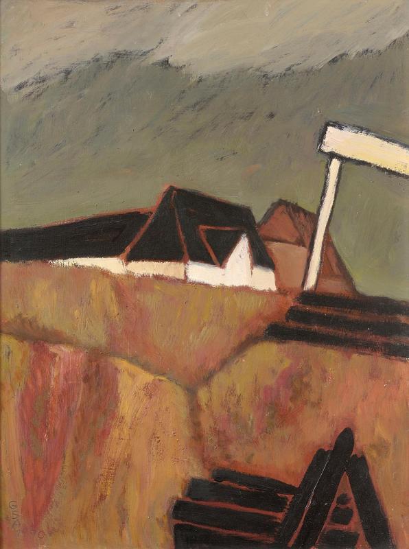 Kliff-Kieker, 1990, Öl auf Hartfaserplatte, 65 x 50 cm.
