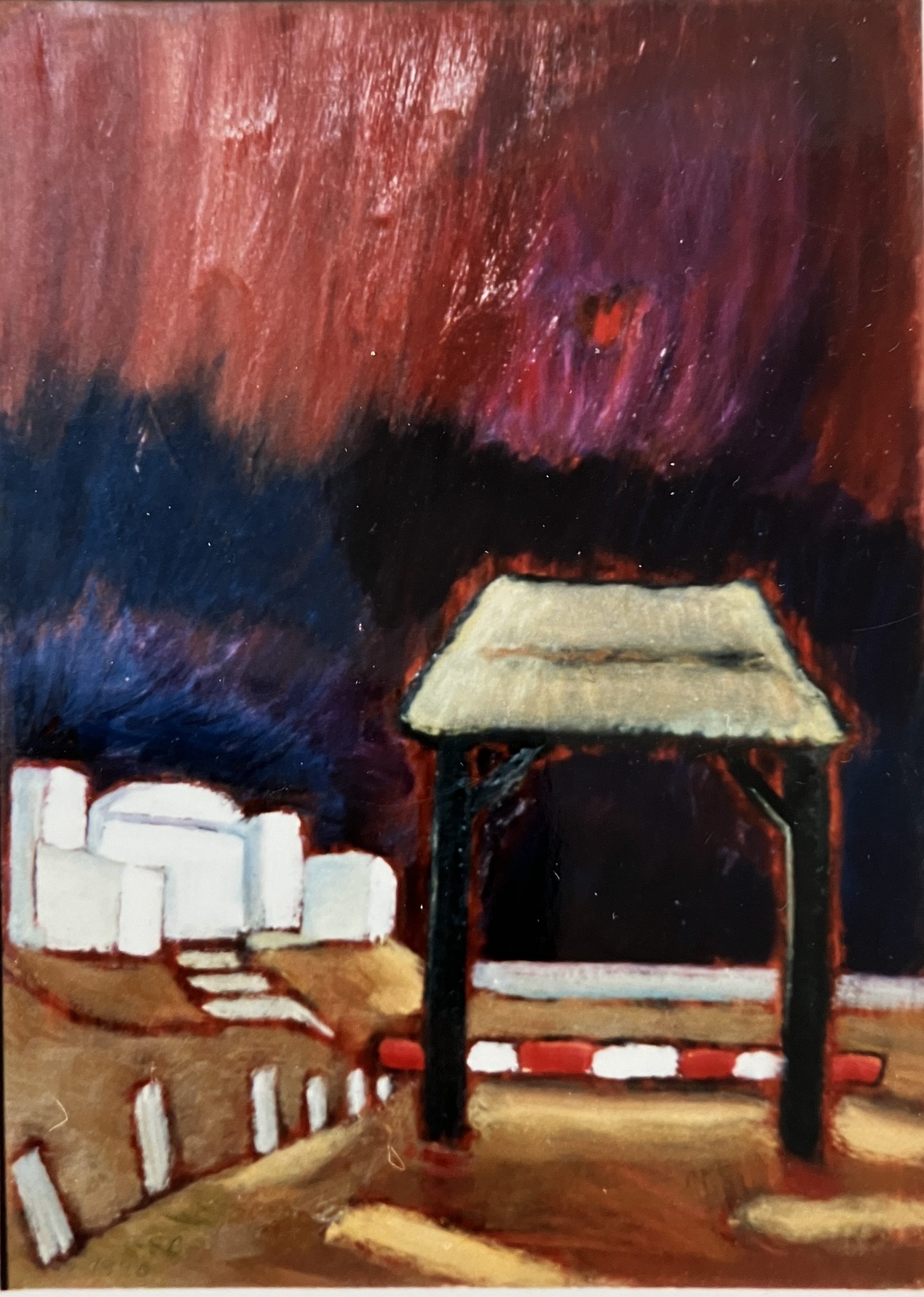 Schloss am Meer, 1990, Öl auf Hartfaserplatte, 70 x 49,8 cm.