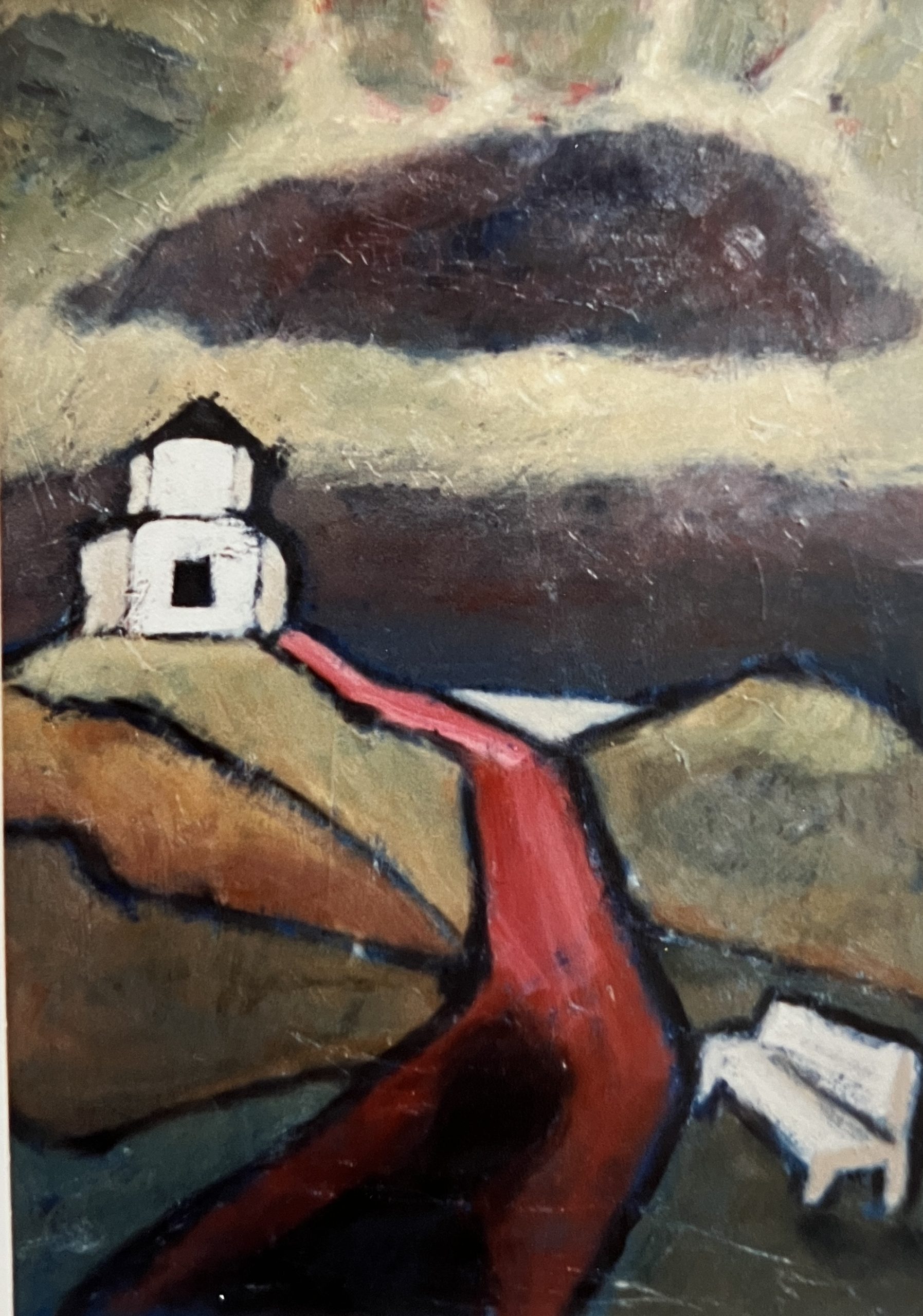 Alte Lesehalle, 1991, Öl auf Hartfaserplatte, 76,5 x 55,7 cm.