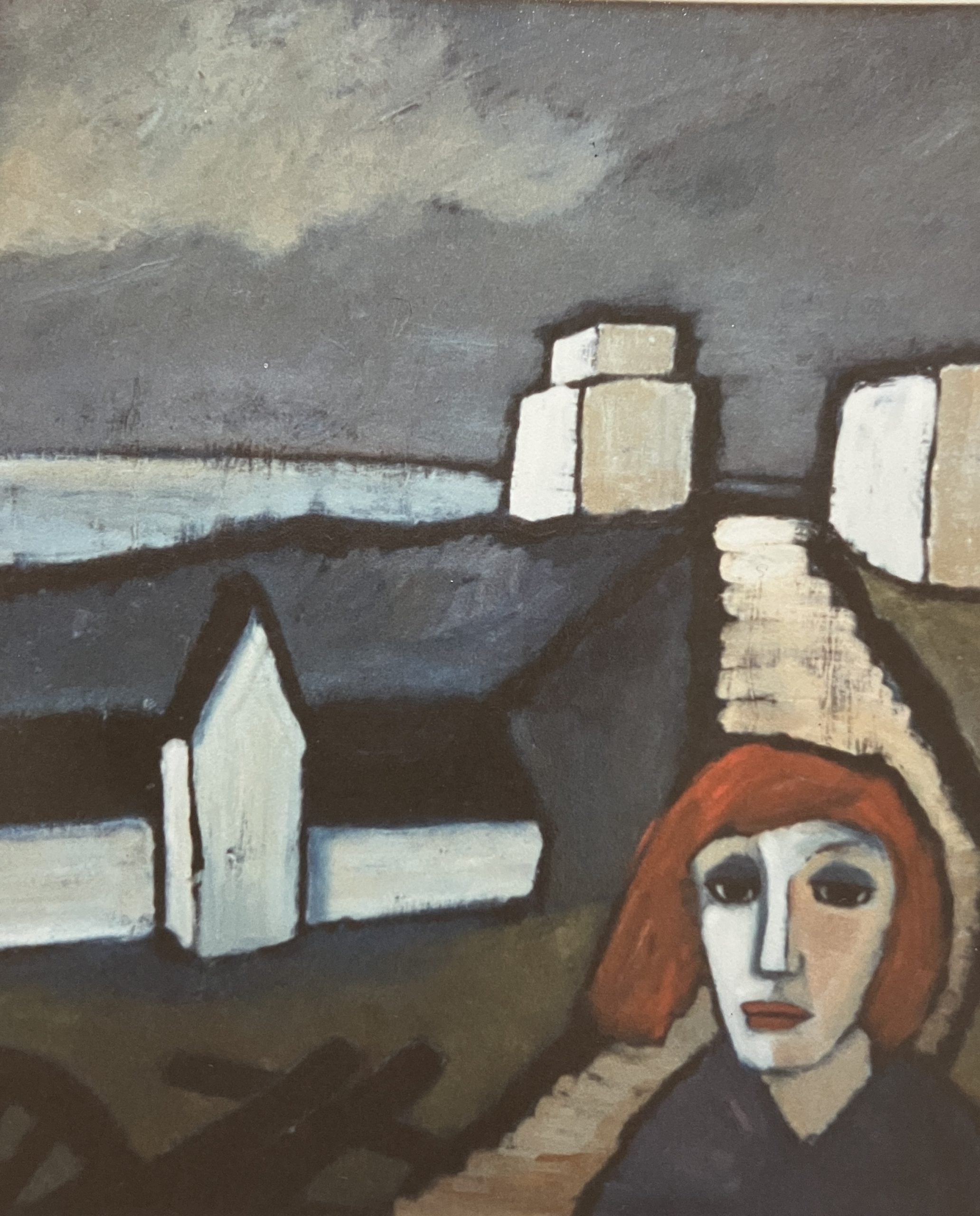 Am Westend (teilw. übermalt), 1991, Öl auf Hartfaserplatte, 89,5 x 74,2 cm.