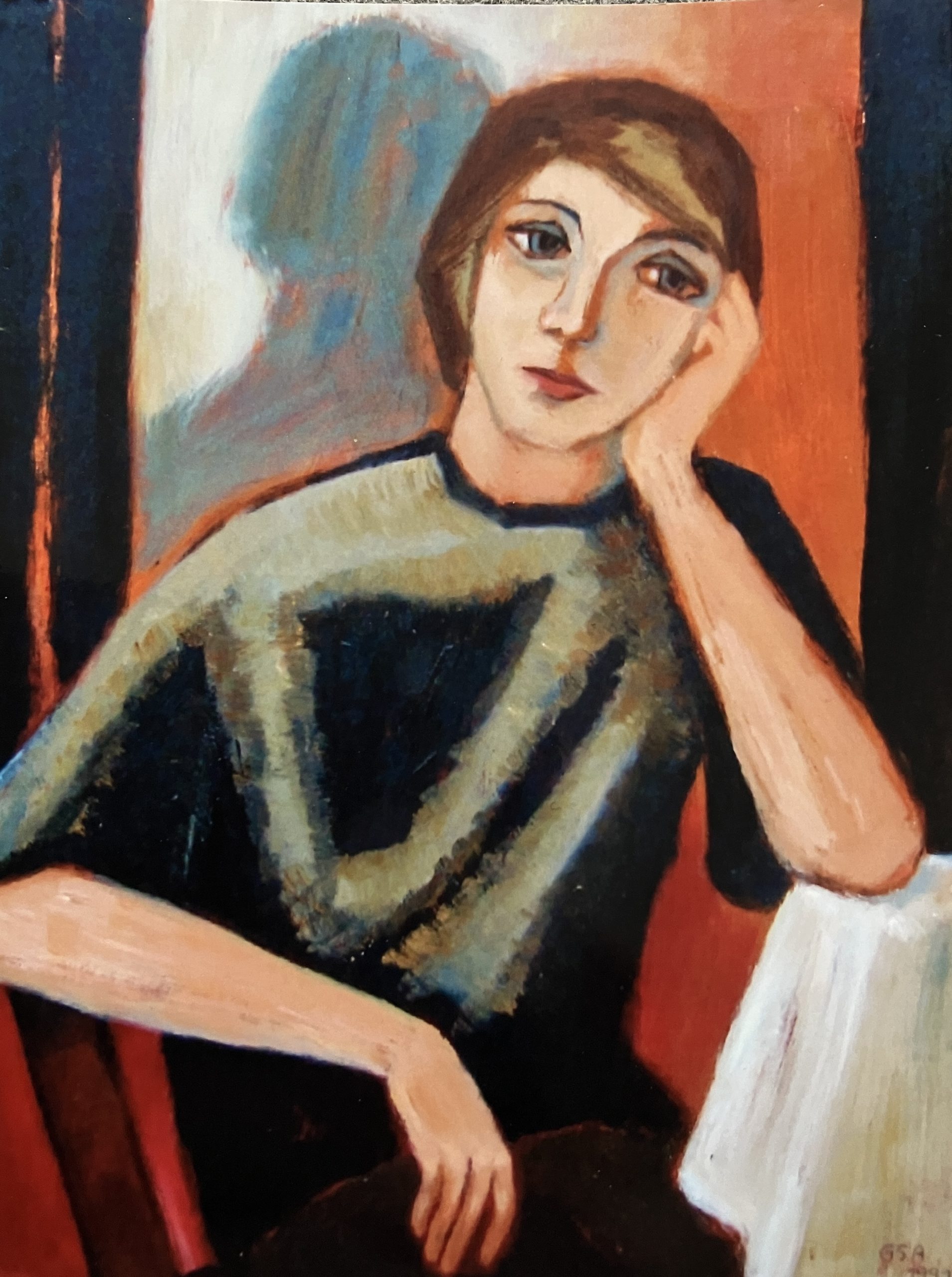 Frau ohne Modell, 1991, Öl auf Hartfaserplatte, 80 x 60 cm.