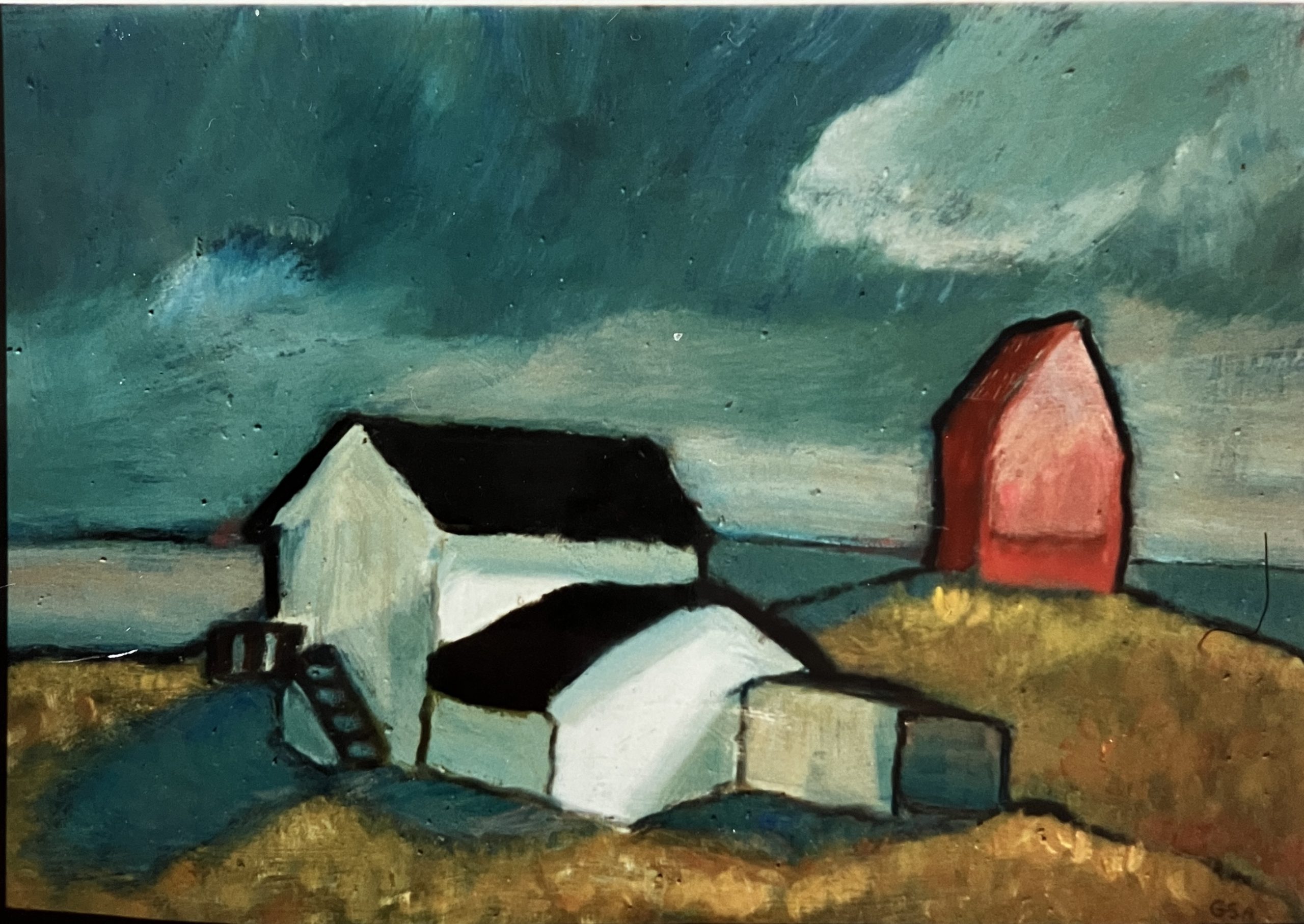 Old Laramie III (1. F.), 1991, Öl auf Hartfaserplatte, 54,5 x 77,5 cm.