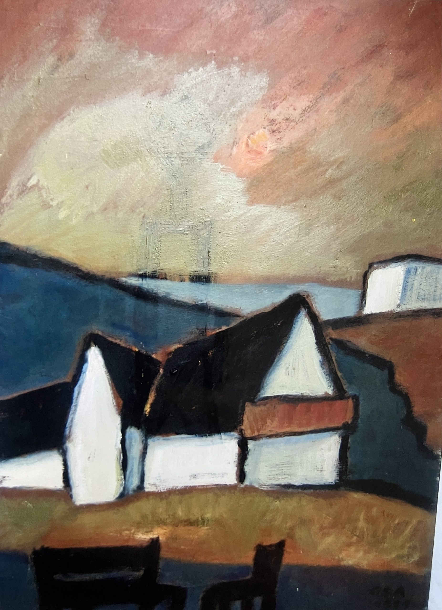 Old Laramie II, 1991, Öl auf Hartfaserplatte, 77 x 54,5 cm.