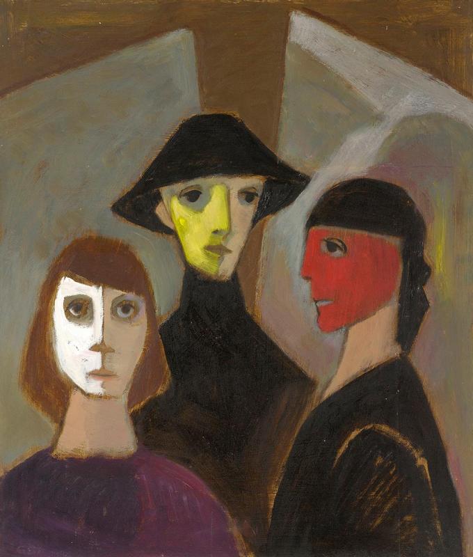 Performance, 1991, Öl auf Hartfaserplatte, 70,5 x 61 cm.