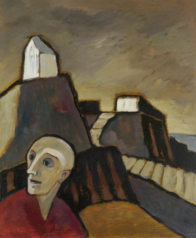 Westend, 1991, Öl auf Hartfaserplatte, 89,5 x 74,2 cm.