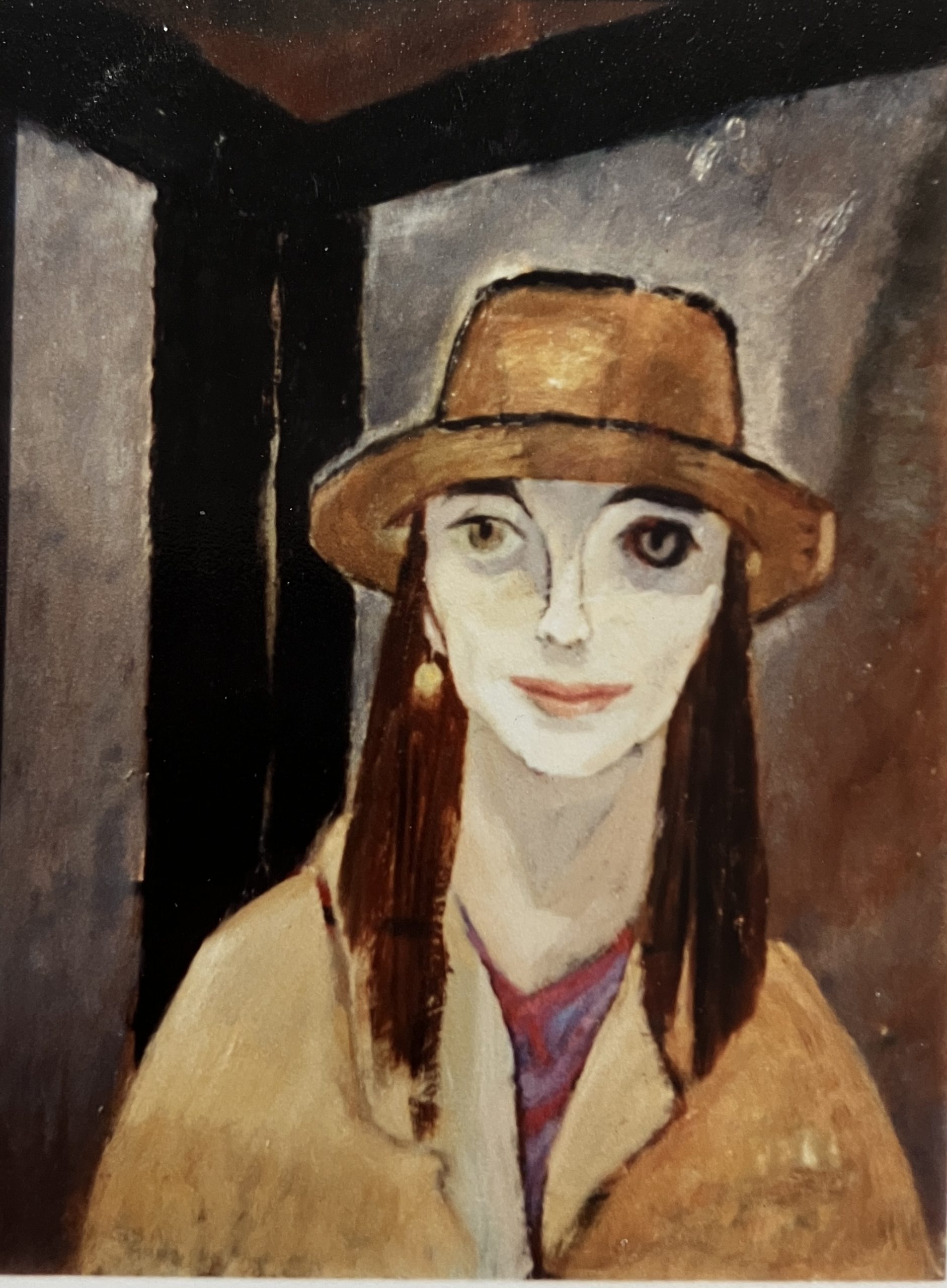 Anne R. (Rossipaul), 1992, Öl auf Hartfaserplatte, 78,5 x 58,5 cm.