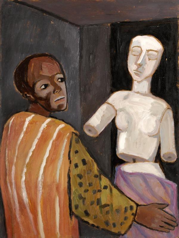 Dekoratuer, 1992, Öl auf Hartfaserplatte, 79,5 x 60 cm.