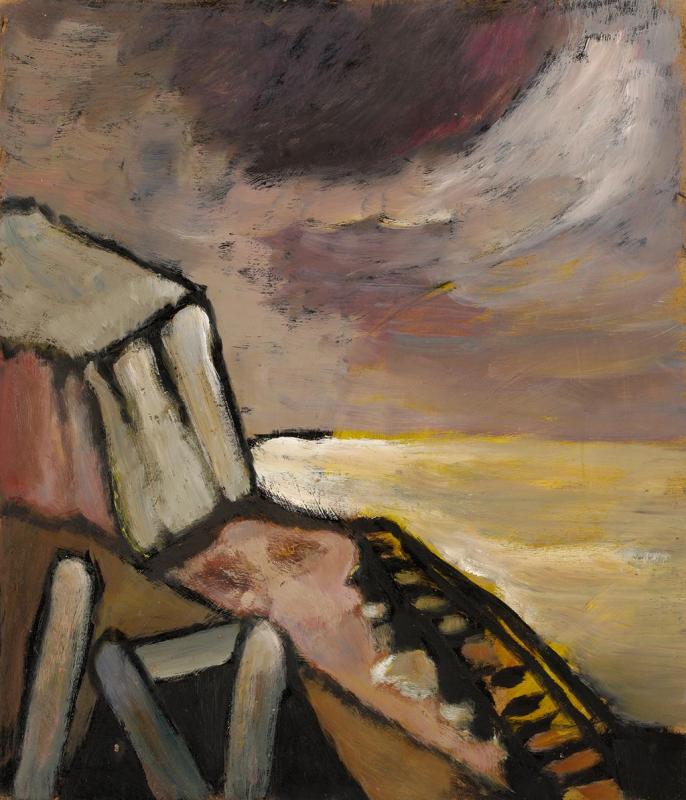 Hochflut, 1992, Öl auf Hartfaserplatte, 71 x 61 cm.