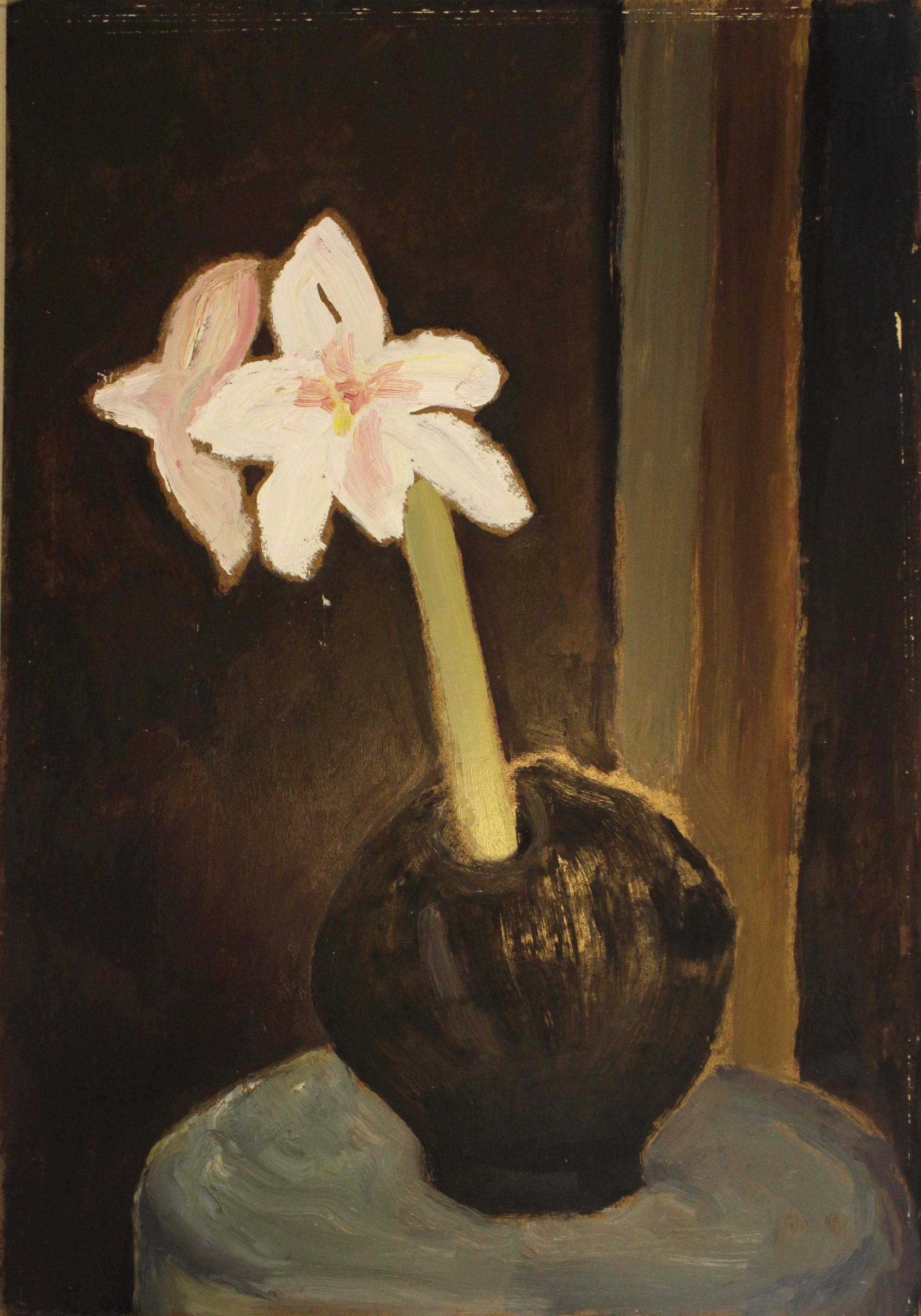 Amaryllis, 1993, Öl auf Hartfaserplatte, 74,8 x 52,3 cm.