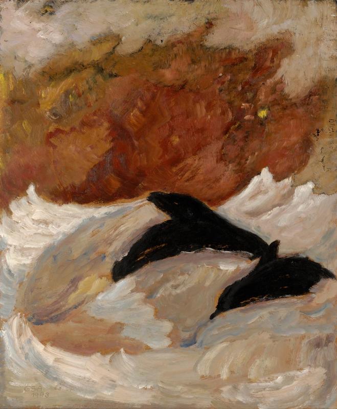 Delphine, 1993, Öl auf Hartfaserplatte, 89,8 x 74,8 cm.