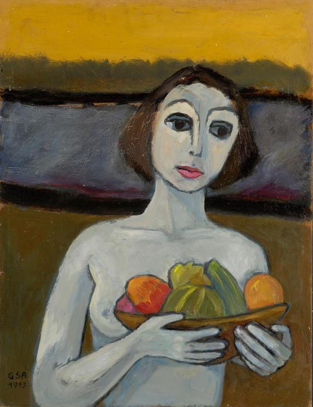 Ernte, 1993, Öl auf Hartfaserplatte, 77,2 x 59,5 cm.