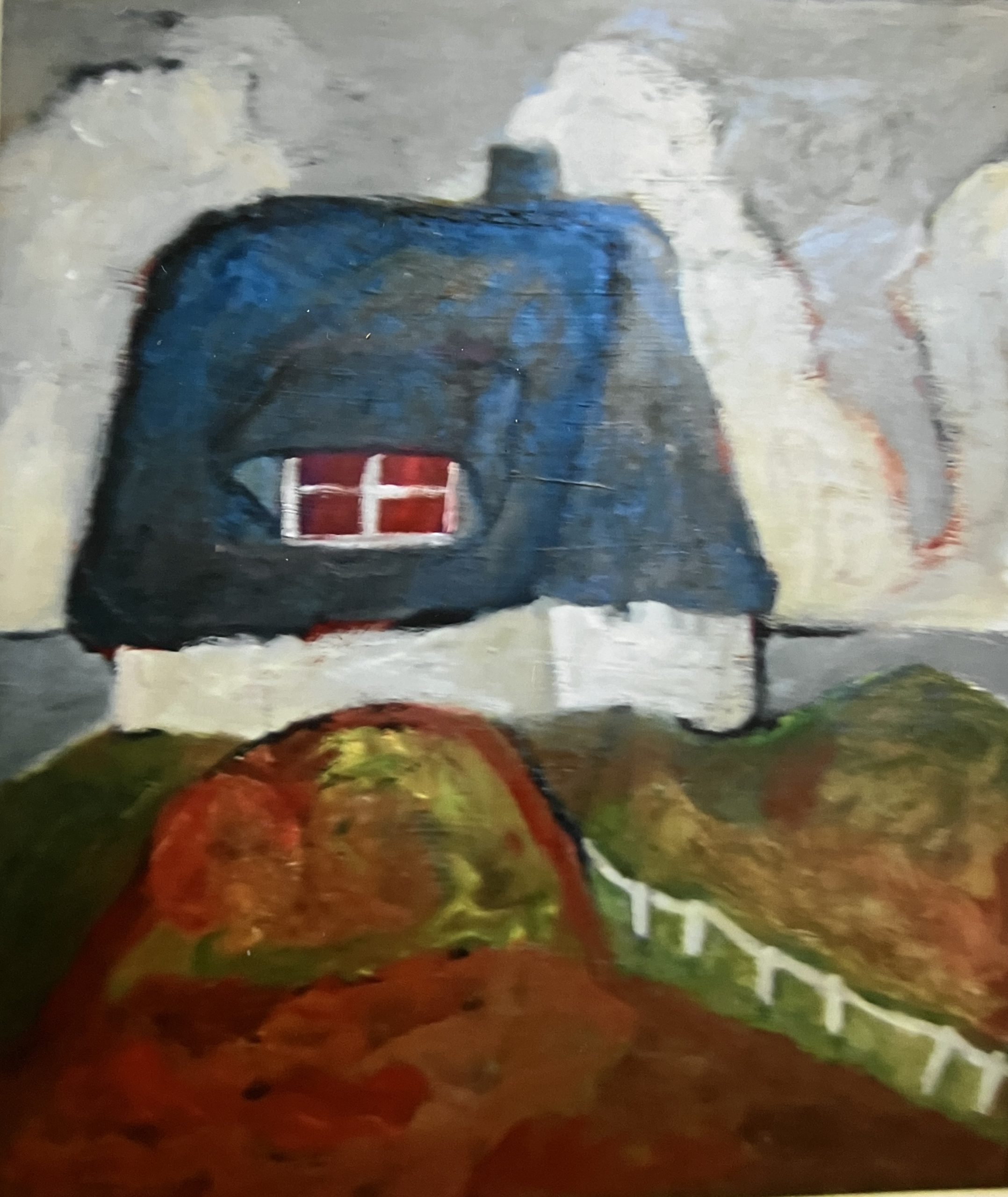Friesenhaus, 1993, Öl auf Hartfaserplatte, 95 x 79,7 cm.