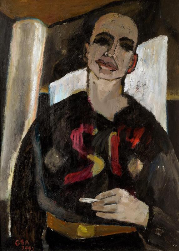 Junger Mann II, 1993, Öl auf Hartfaserplatte, 90 x 65 cm.