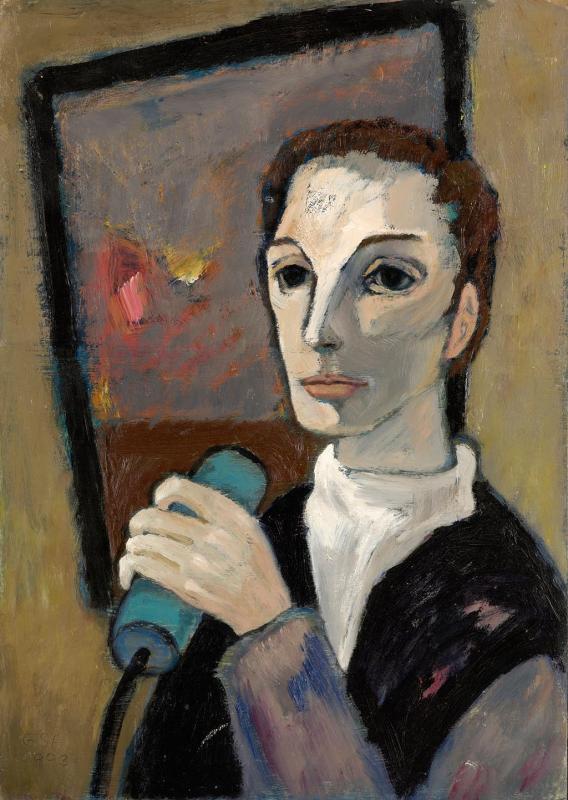 Reporter, 1993, Öl auf Hartfaserplatte, 70 x 50 cm.