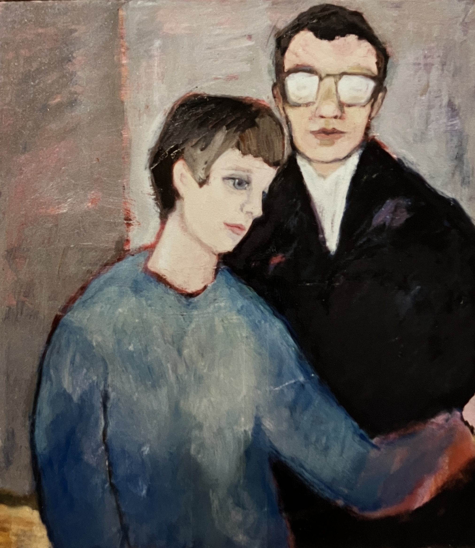 Silke und Detlef, 1993, Öl auf Hartfaserplatte, 80 x 90 cm.